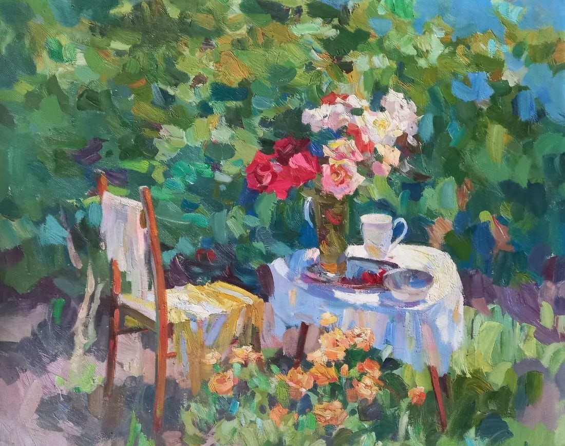 Oil painting Summer in the garden Alex Ditriev: Title: Oil painting Summer in the garden Alex Ditriev Description: 248AD Painter: Alex Ditriev S?ze: 100x85 cm/ 39.4x33.5 inches Components: oil, canvas Original painting from our collection ERA: Shor
