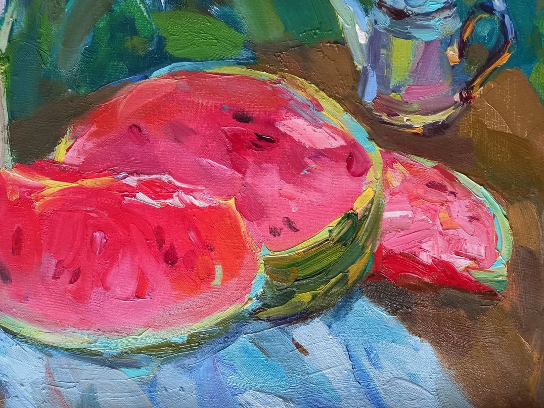 Oil painting Watermelon and lilies Alex Ditriev - 5