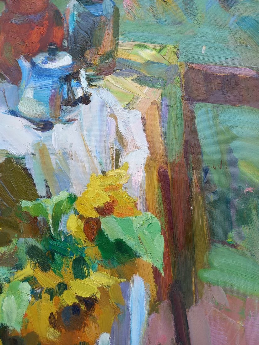 Oil painting Sunflowers on the porch Alex Ditriev - 3