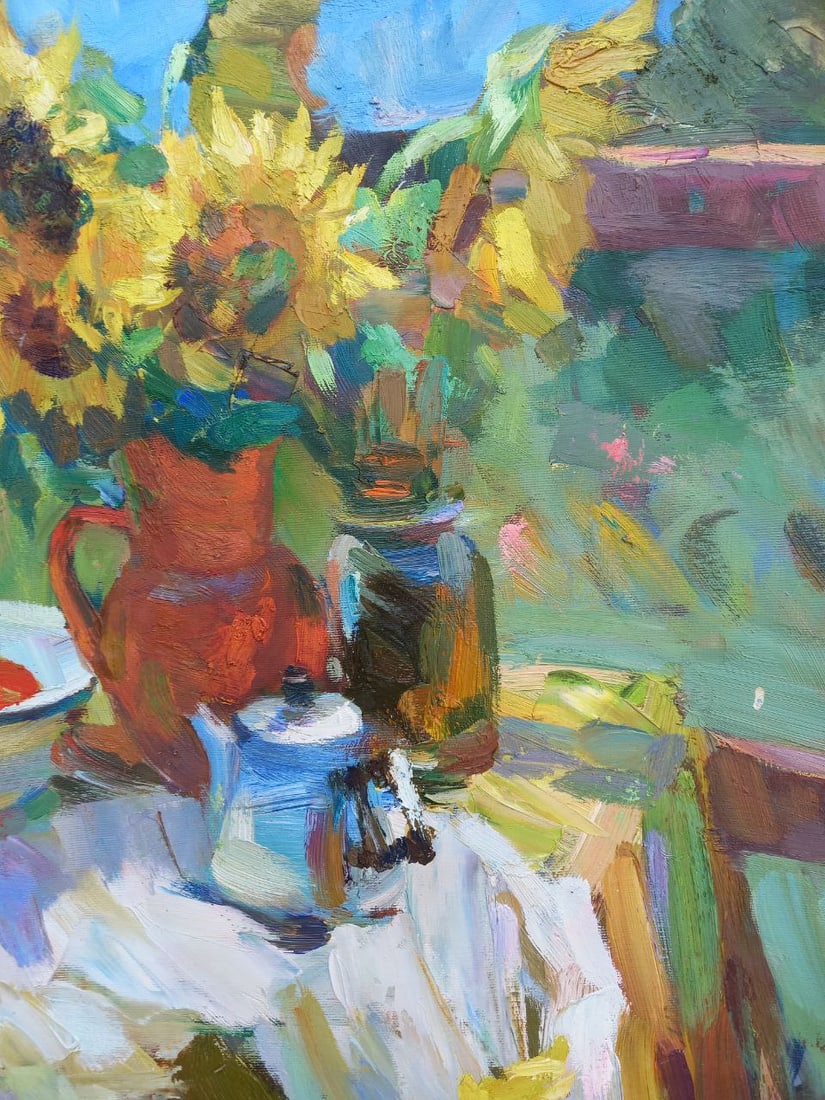 Oil painting Sunflowers on the porch Alex Ditriev - 4