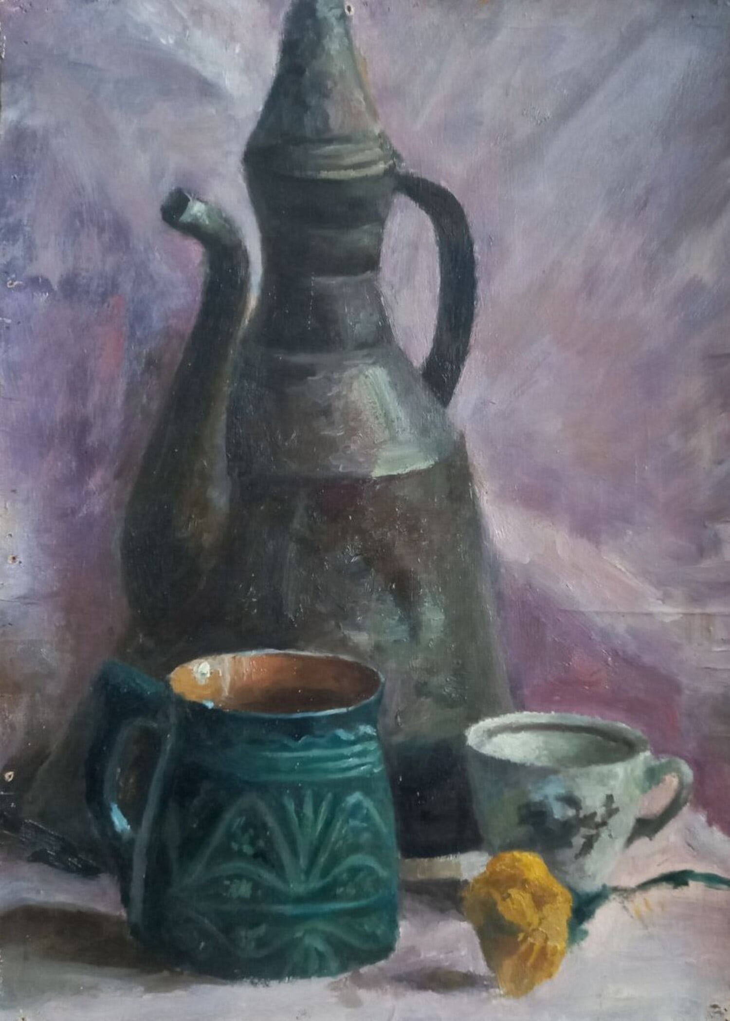 Oil painting Still life Alex Ditriev: Title: Oil painting Still life Alex Ditriev Description: 424AD Painter: Alex Ditriev S?ze: 44x32 cm/ 17.32x12.60 inches Components: oil, cardboard Original painting from our collection ERA: Short info