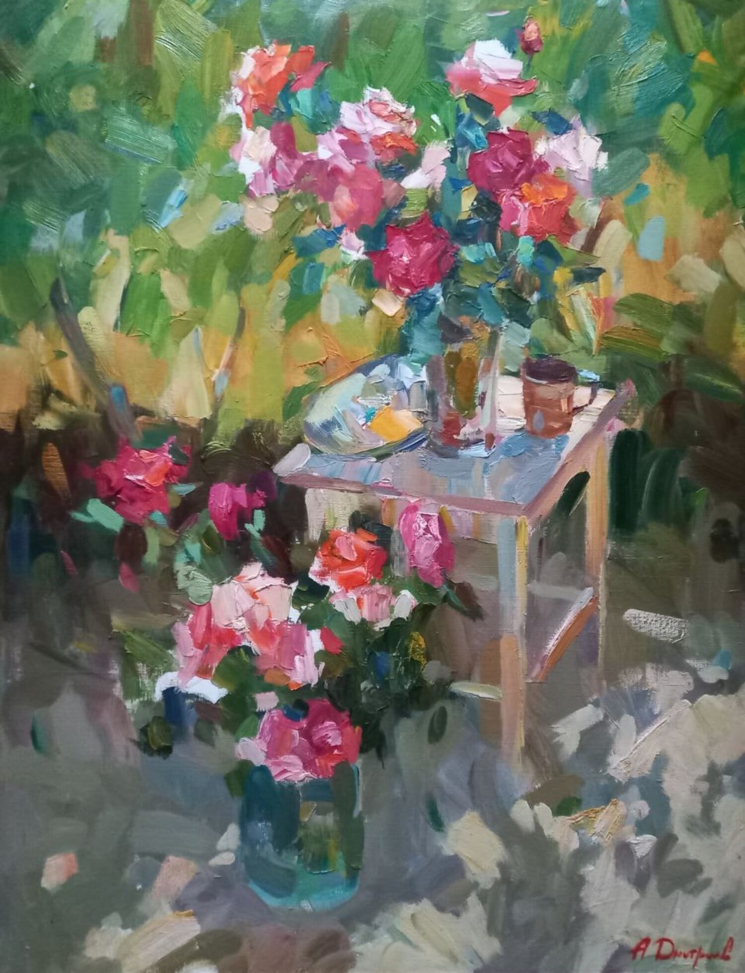 Oil painting Summer still life Alex Ditriev: Title: Oil painting Summer still life Alex Ditriev Description: 541AD Painter: Alex Ditriev S?ze:90x70 cm/ 35.43x27.56 inches Components: oil, canvas Original painting from our collection ERA: 2011 Sh