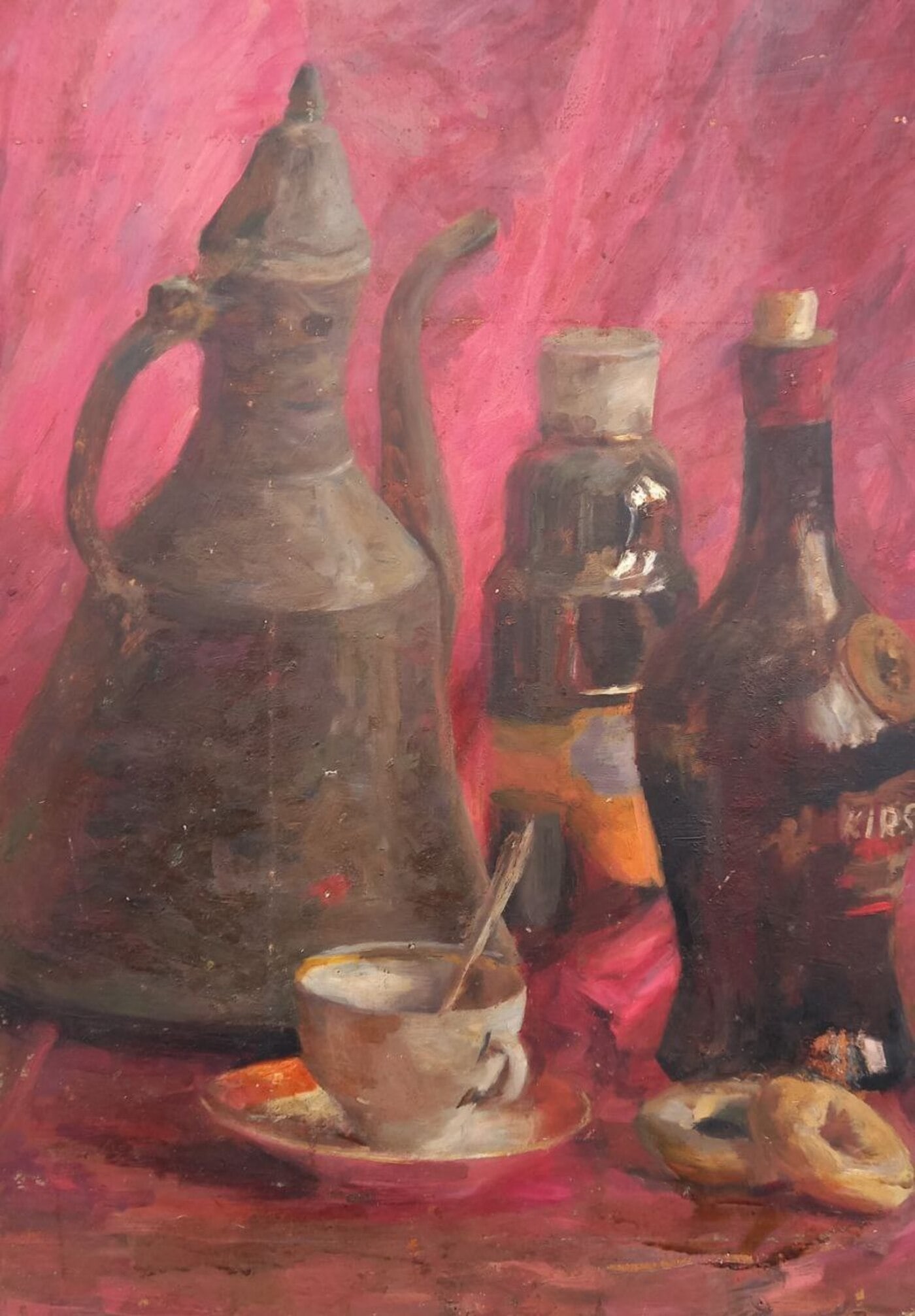 Oil painting Still life with coffee Alex Ditriev: Title: Oil painting Still life with coffee Alex Ditriev Description: 610AD Painter: Alex Ditriev S?ze:50x35 cm/ 19.68x13.78 inches Components: oil, cardboard Original painting from our collection