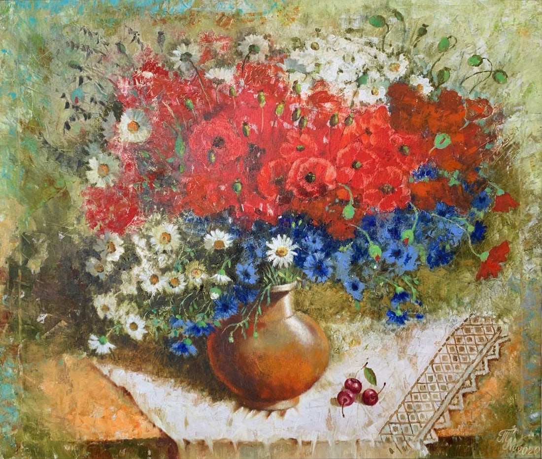 Oil painting Wildflowers Maria Mitrick: Title: Oil painting Wildflowers Maria Mitrick Description: 34MITR Painter: Maria Mitrick S?ze: 70x80 cm/ 27.5x31.49 inches Components: oil, canvas Original painting CONDITION: exellent ERA: 2020 ARTIS