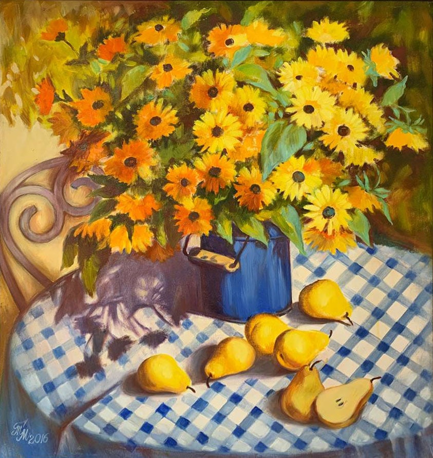 Oil painting autumn still life Maria Mitrick: Title: Oil painting autumn still life Maria Mitrick Description: 35MITR Painter: Maria Mitrick S?ze: 70x80 cm/ 27.5x31.49 inches Components: oil, canvas Original painting CONDITION: exellent ERA: