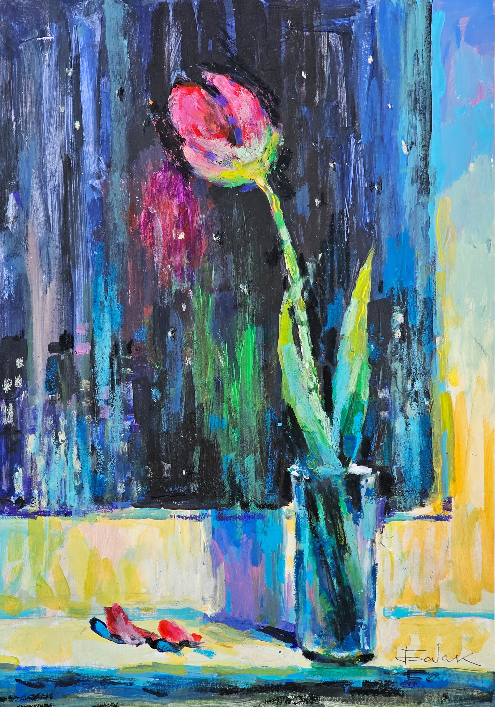 Acrylic painting Tulip Vyacheslav Petrovich Babac: Title: Acrylic painting Tulip Vyacheslav Petrovich Babac Description: 199BA Painter: Vyacheslav Petrovick Babac S?ze: -x- cm/ -x- inches Component: Acrylic, cardboard Original painting from our collec