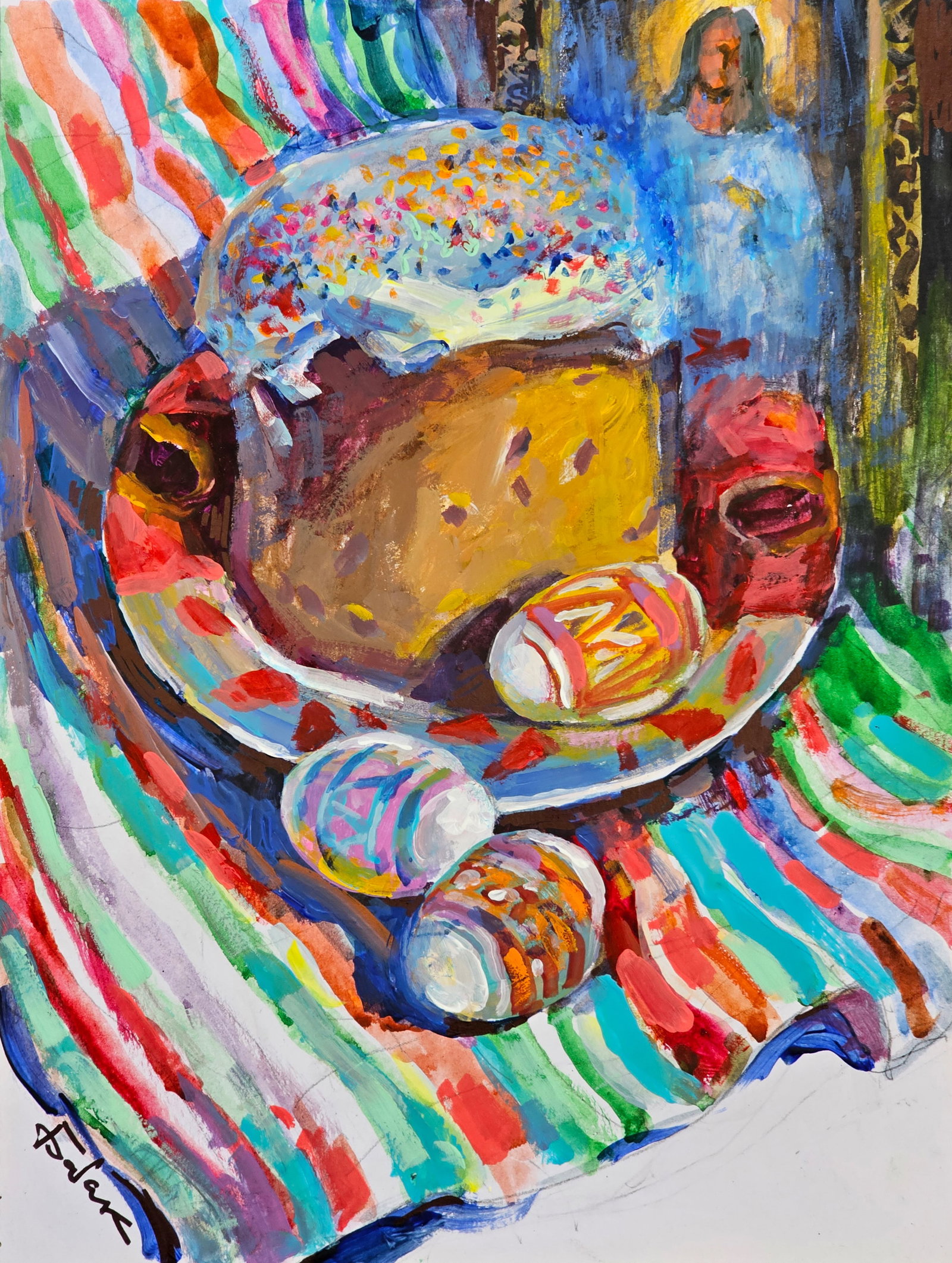 Acrylic painting Easter still life Vyacheslav Petrovich Babac: Title: Acrylic painting Easter still life Vyacheslav Petrovich Babac Description: 207BA Painter: Vyacheslav Petrovick Babac S?ze: 29x22 cm/ 11.41x8.66 inches Component: oil, cardboard Original