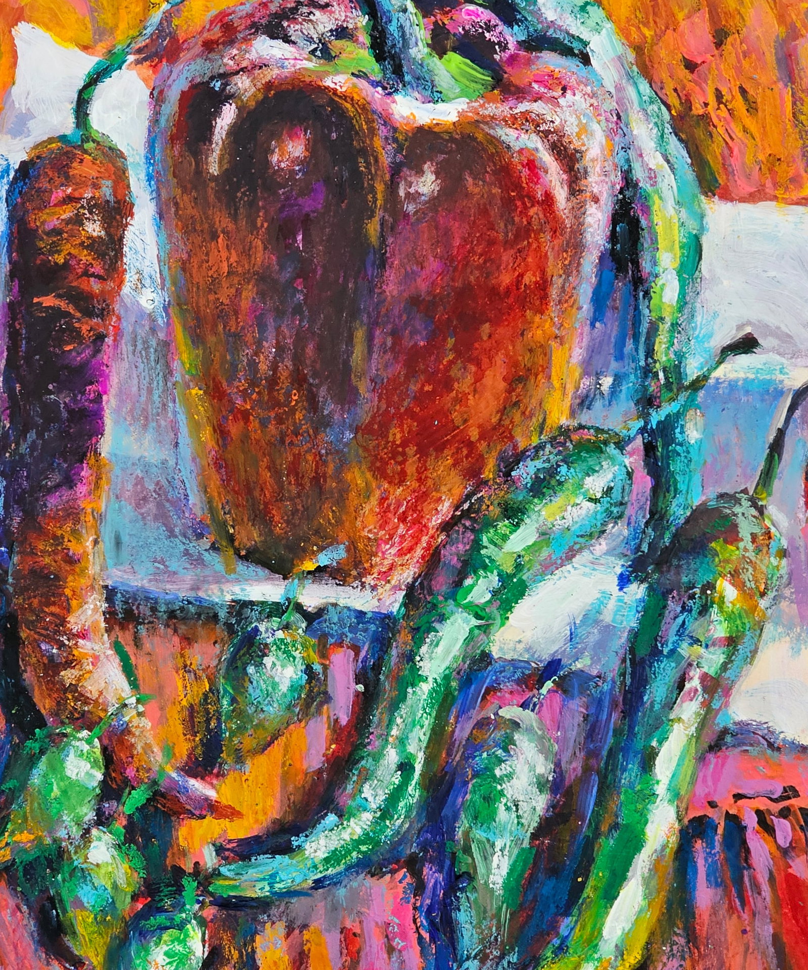 Acrylic painting peppers Vyacheslav Petrovich Babac - 7