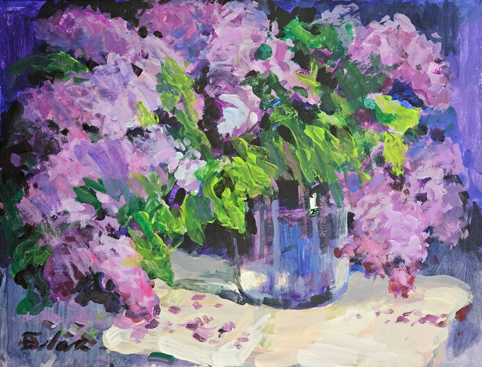 Acrylic painting Lilac Vyacheslav Petrovich Babac: Title: Acrylic painting Lilac Vyacheslav Petrovich Babac Description: 212BA Painter: Vyacheslav Petrovick Babac S?ze: 22x29 cm/ 8.66x11.41 inches Component: oil, cardboard Original painting from our