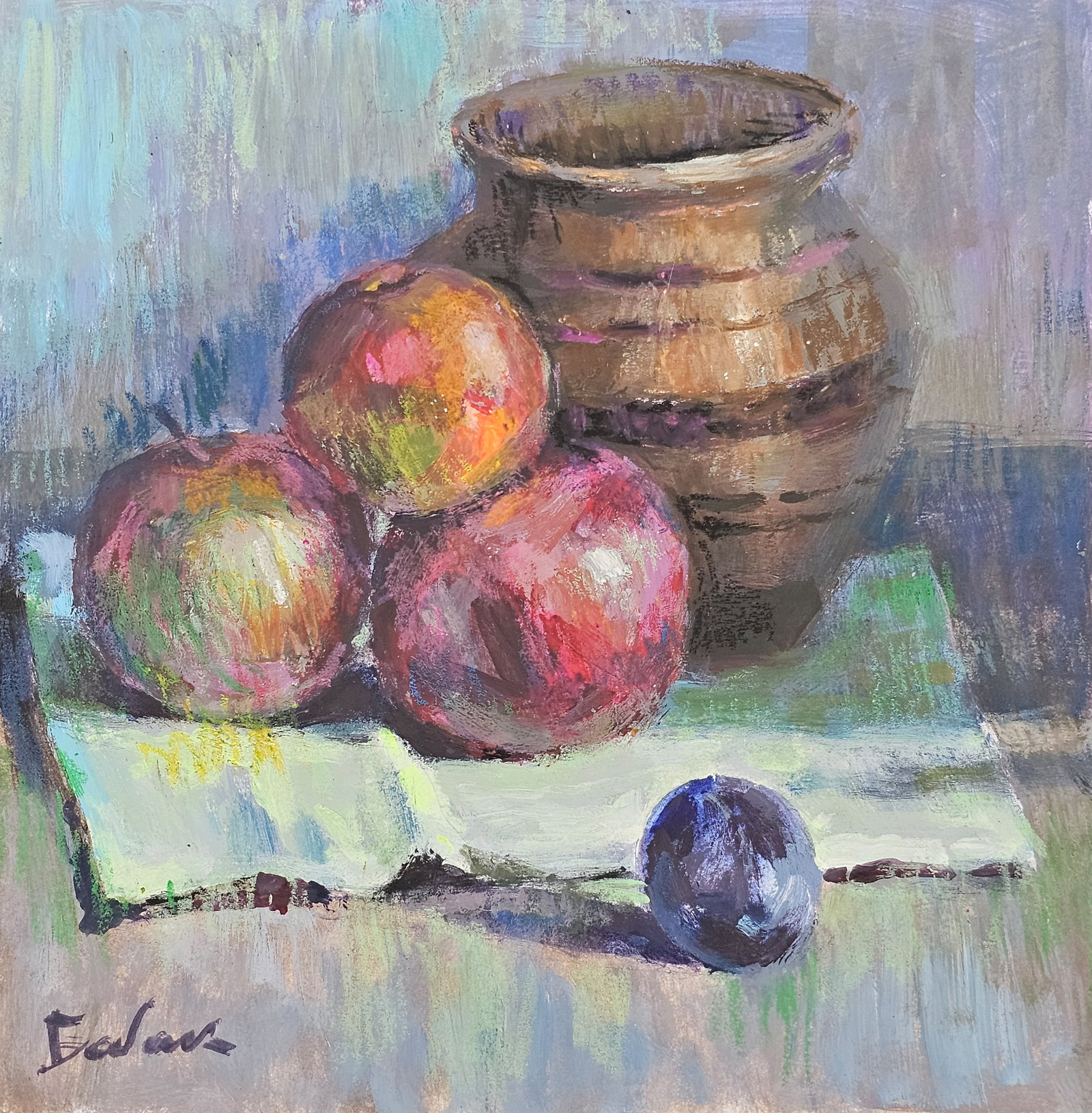 Acrylic painting still life with a plum Vyacheslav Petrovich Babac (1 of 10)