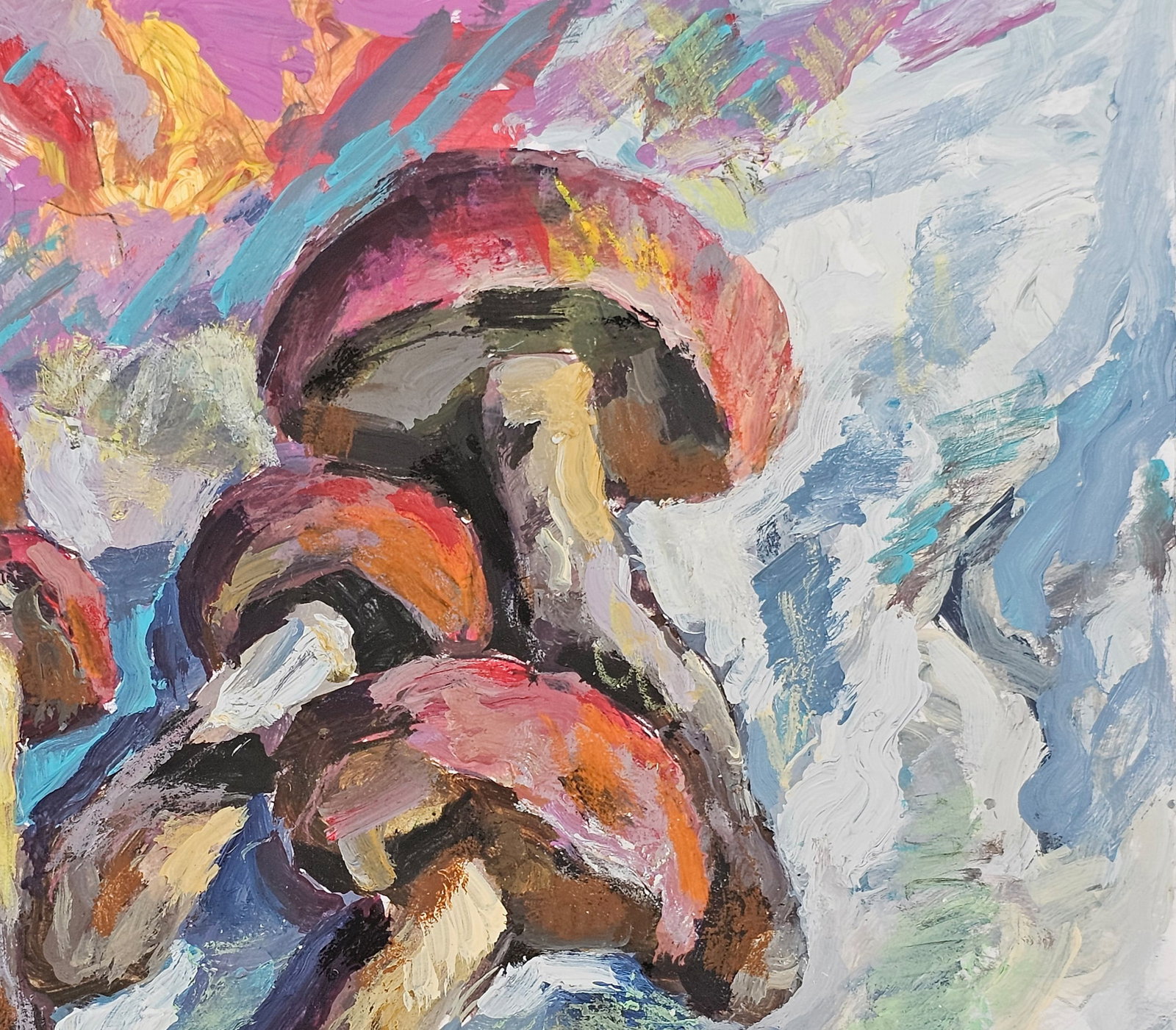Acrylic painting Polish mushroom Vyacheslav Petrovich Babac - 4