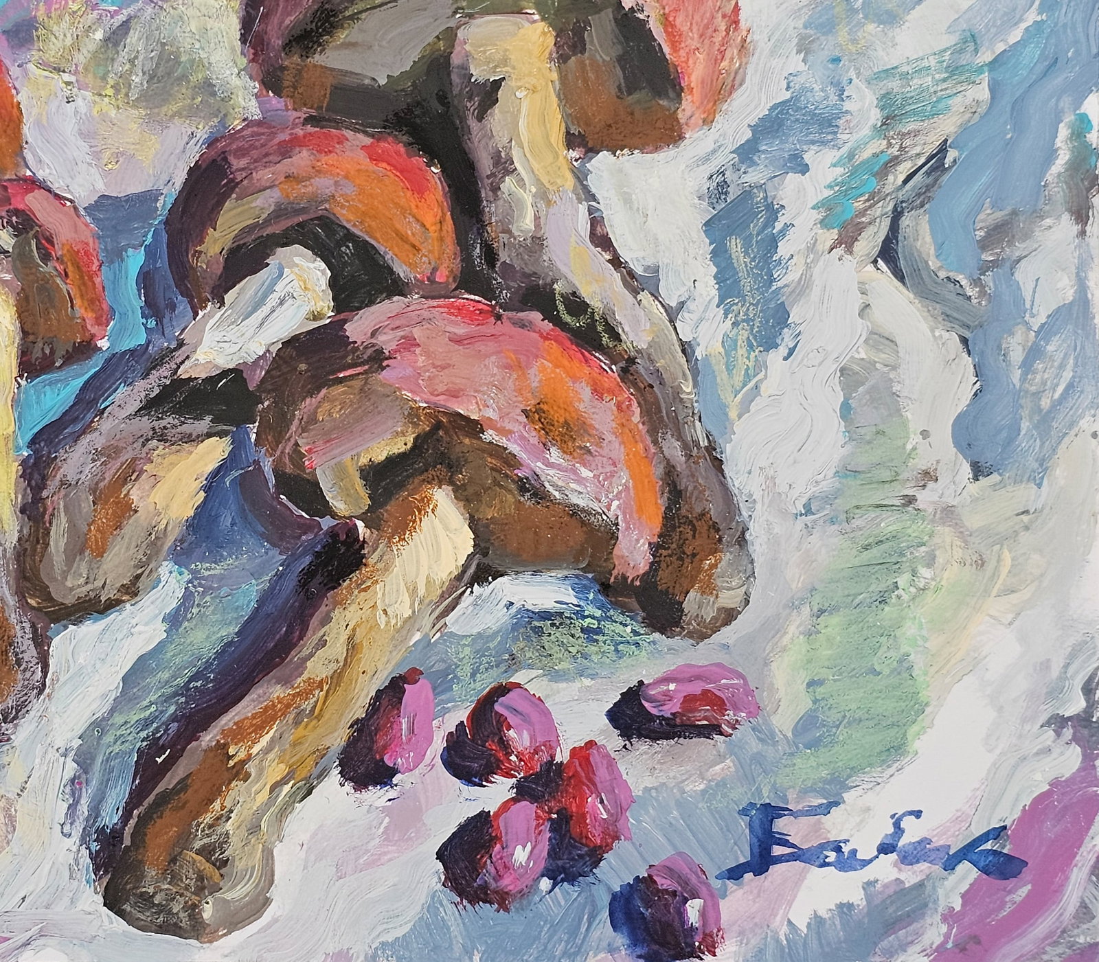 Acrylic painting Polish mushroom Vyacheslav Petrovich Babac - 6
