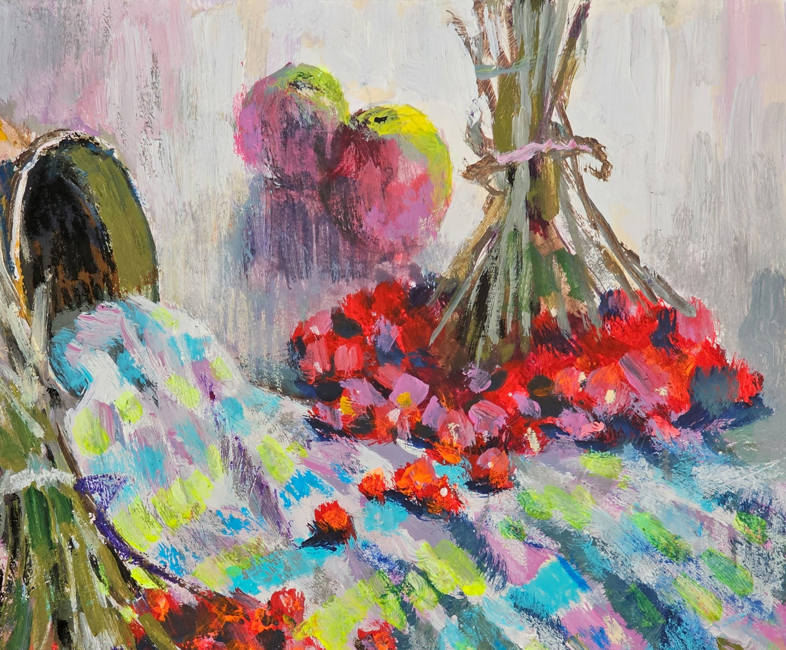 Acrylic painting still life with viburnum Vyacheslav Petrovich Babac - 4