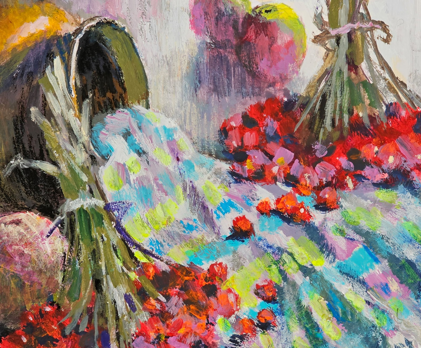 Acrylic painting still life with viburnum Vyacheslav Petrovich Babac - 7