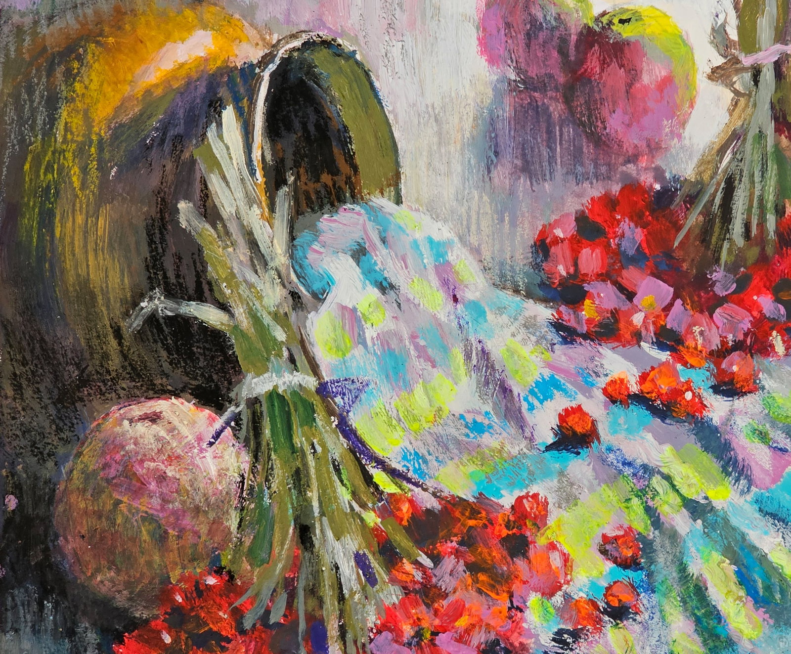 Acrylic painting still life with viburnum Vyacheslav Petrovich Babac - 8