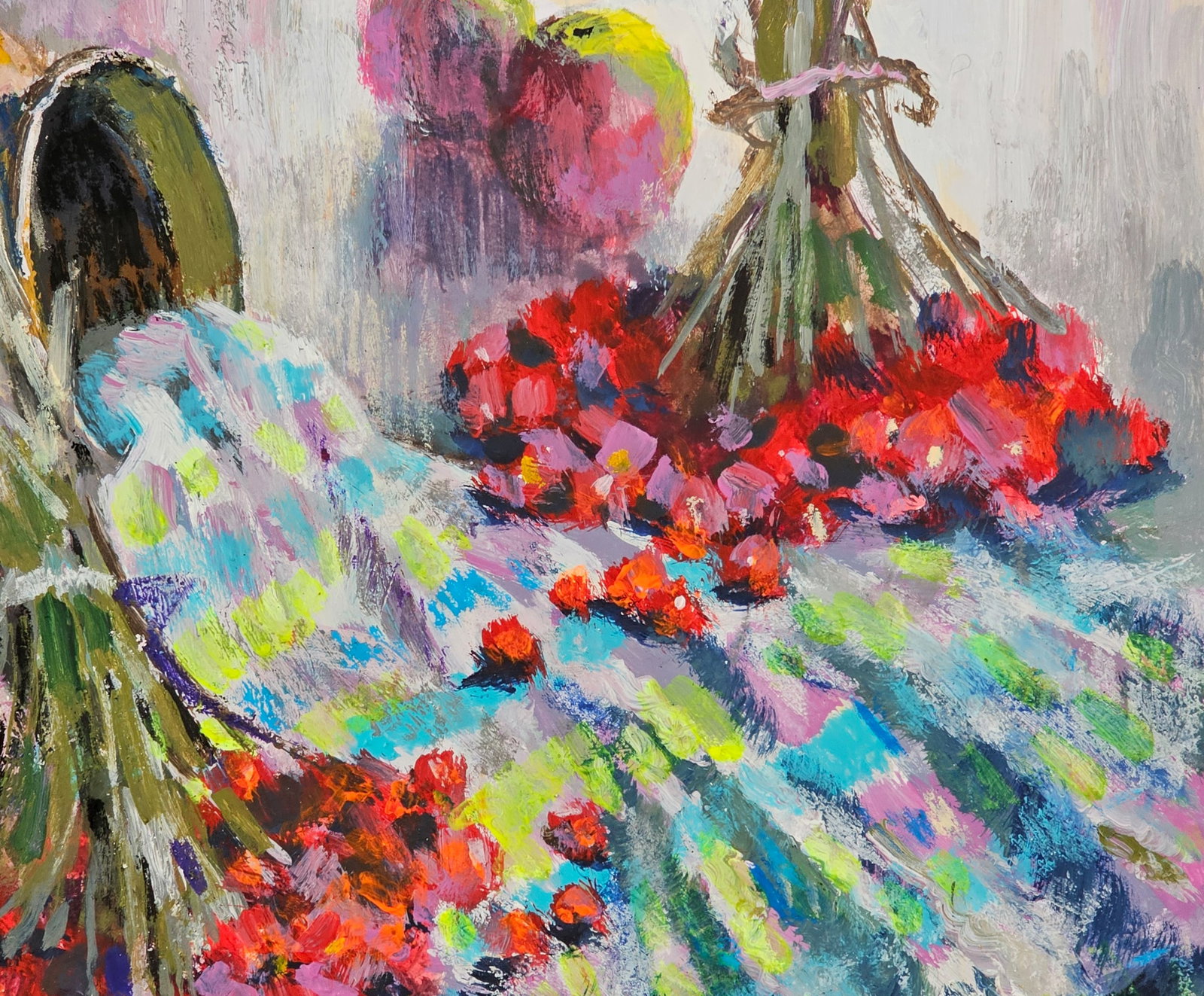 Acrylic painting still life with viburnum Vyacheslav Petrovich Babac - 9