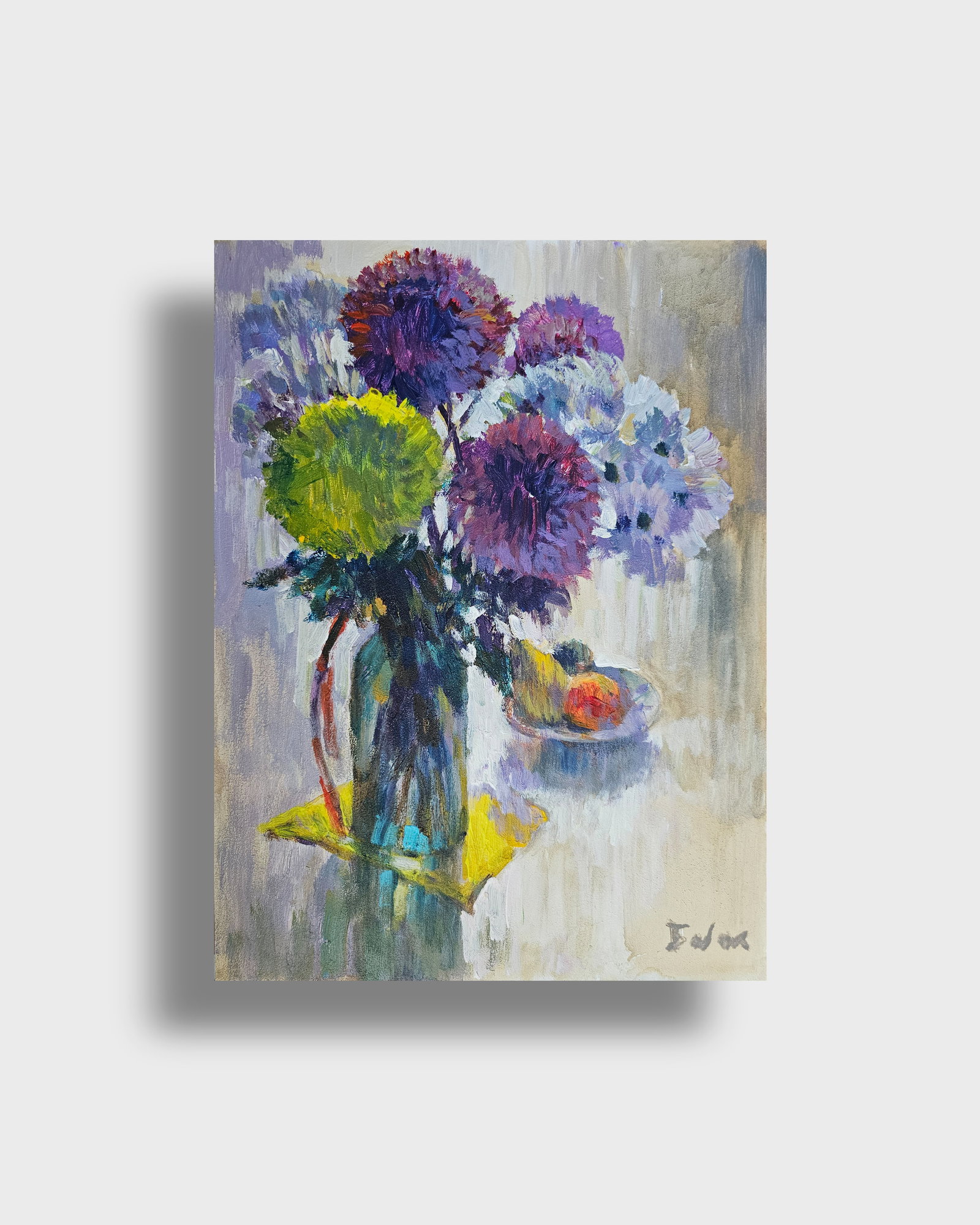 Acrylic painting Still life with chrysanthemums Vyacheslav Petrovich Babac - 10