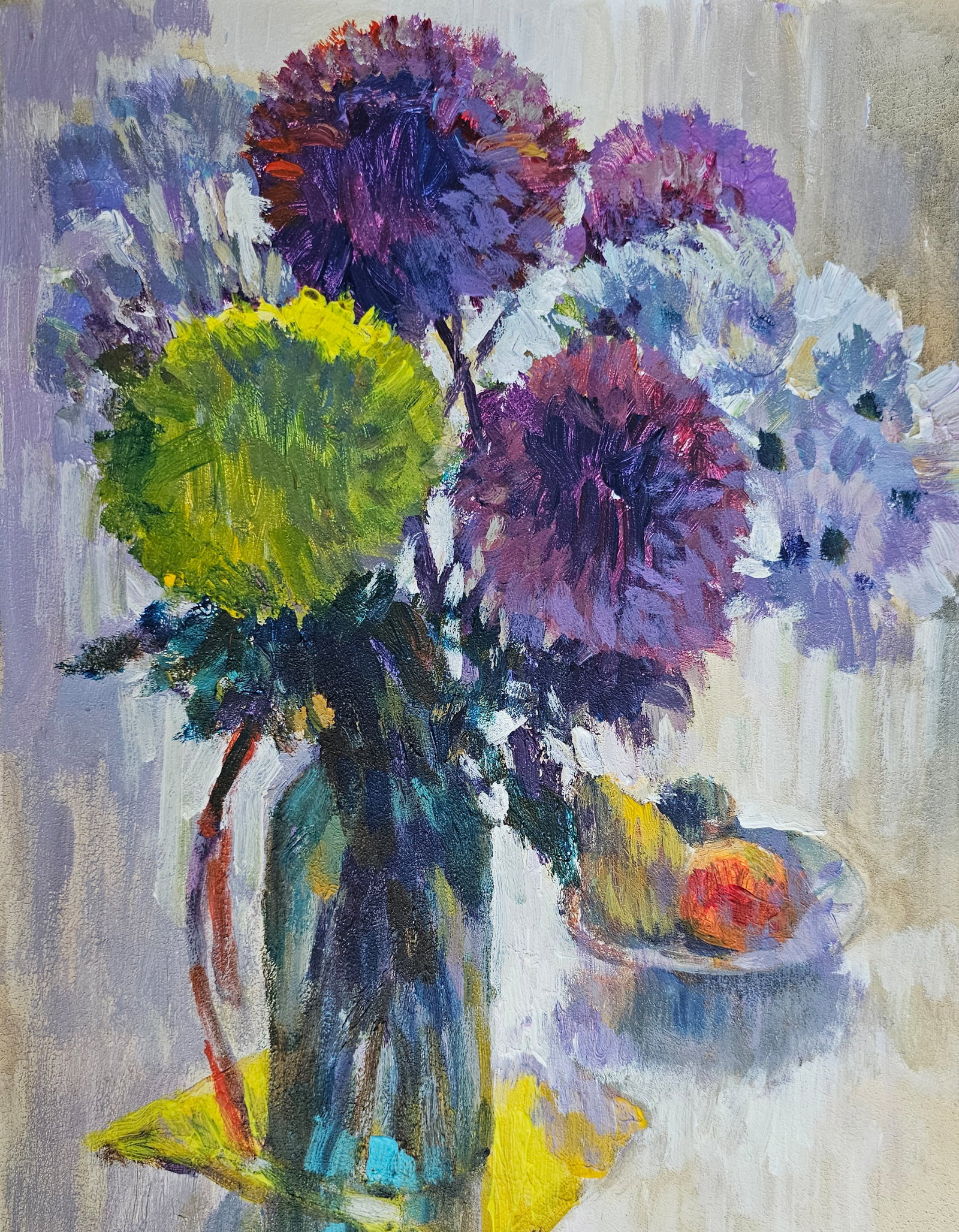 Acrylic painting Still life with chrysanthemums Vyacheslav Petrovich Babac - 3