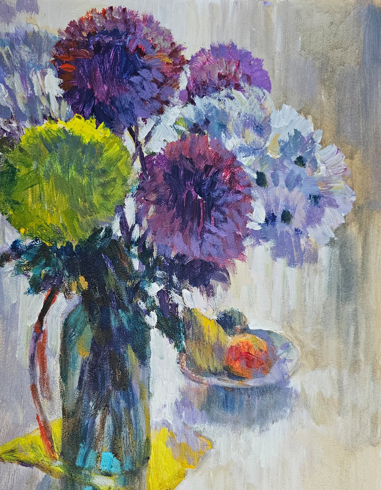 Acrylic painting Still life with chrysanthemums Vyacheslav Petrovich Babac - 4