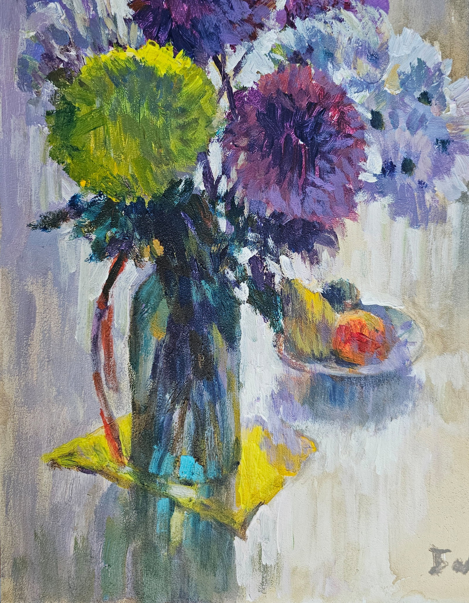 Acrylic painting Still life with chrysanthemums Vyacheslav Petrovich Babac - 5