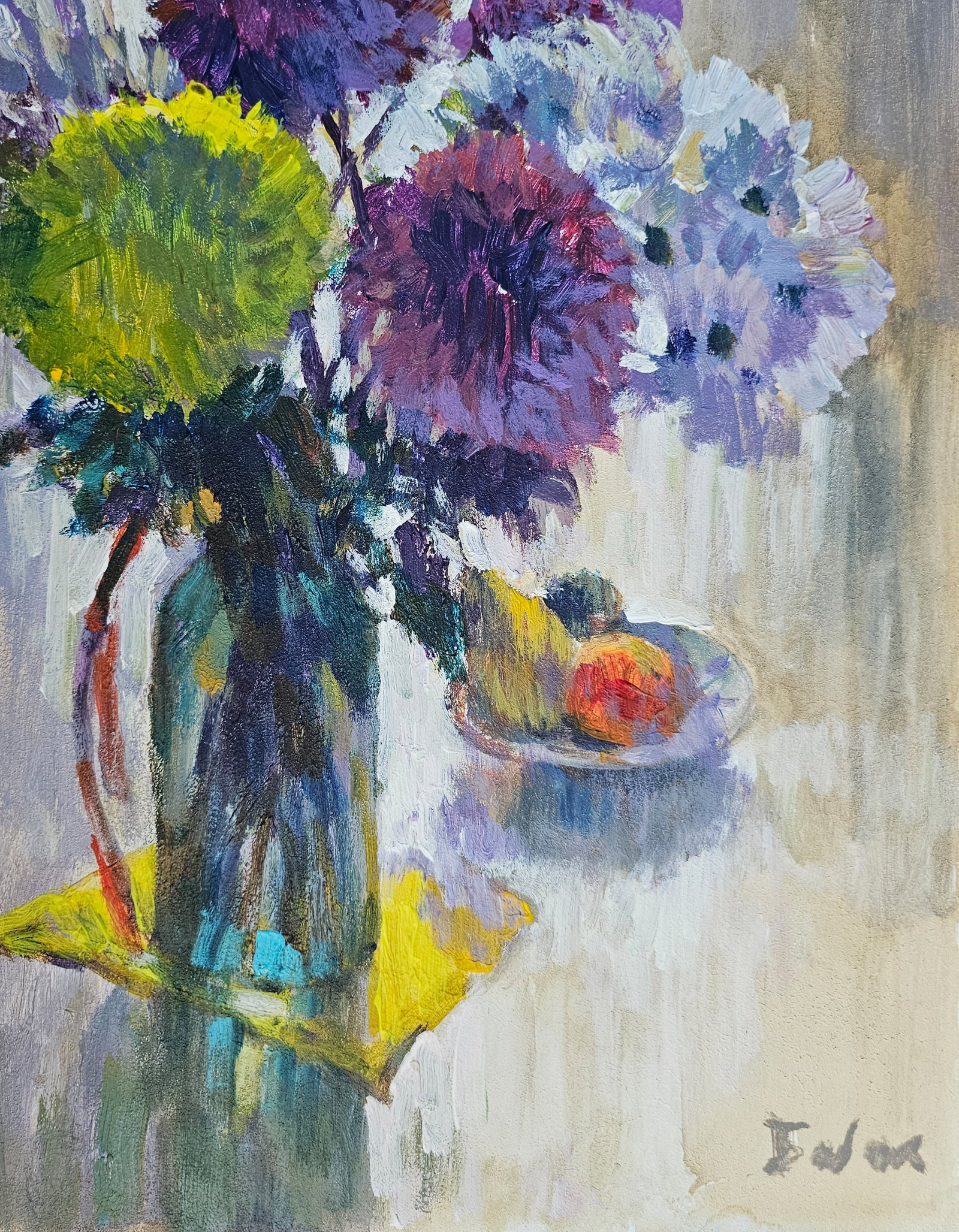 Acrylic painting Still life with chrysanthemums Vyacheslav Petrovich Babac - 6