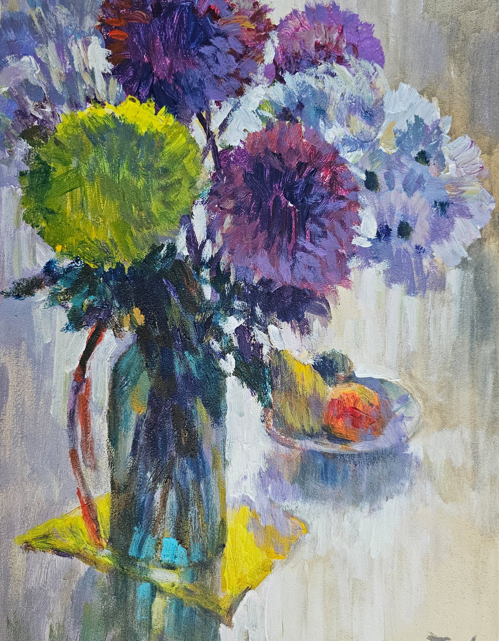 Acrylic painting Still life with chrysanthemums Vyacheslav Petrovich Babac - 7