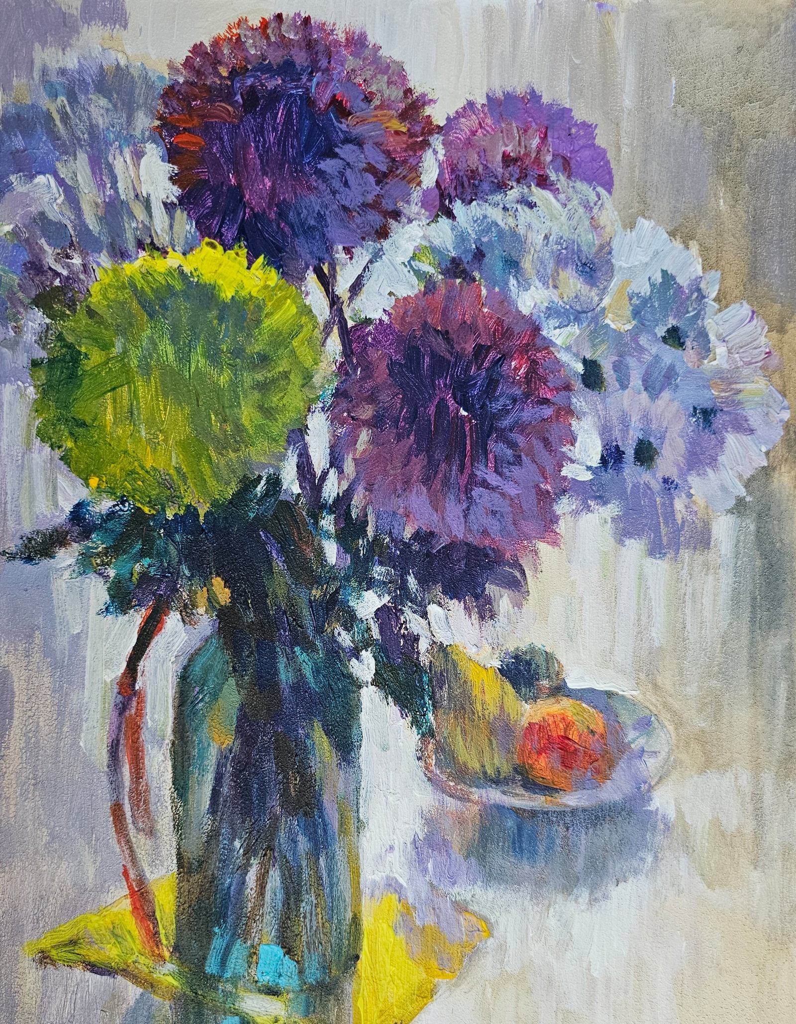 Acrylic painting Still life with chrysanthemums Vyacheslav Petrovich Babac - 8