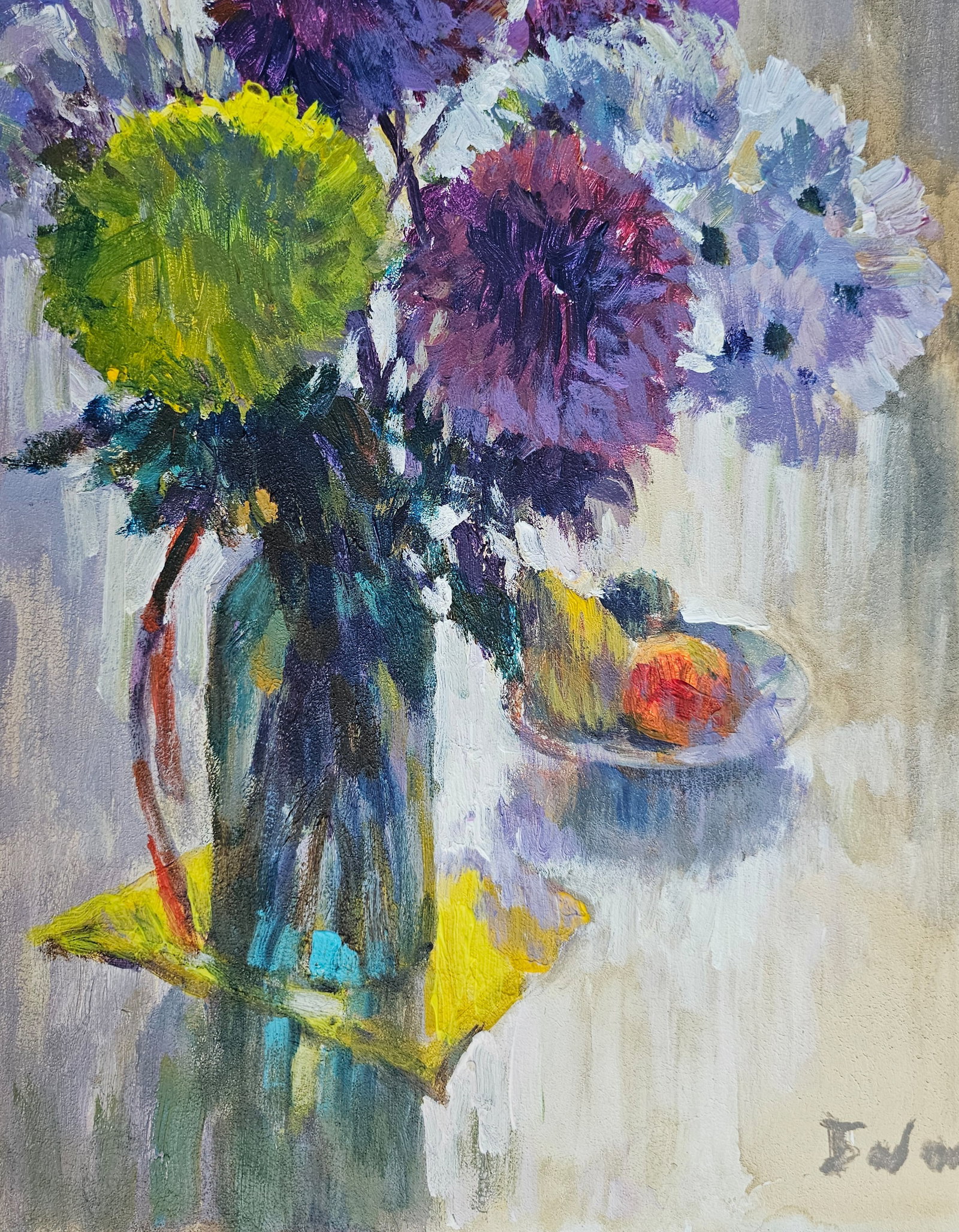 Acrylic painting Still life with chrysanthemums Vyacheslav Petrovich Babac - 9