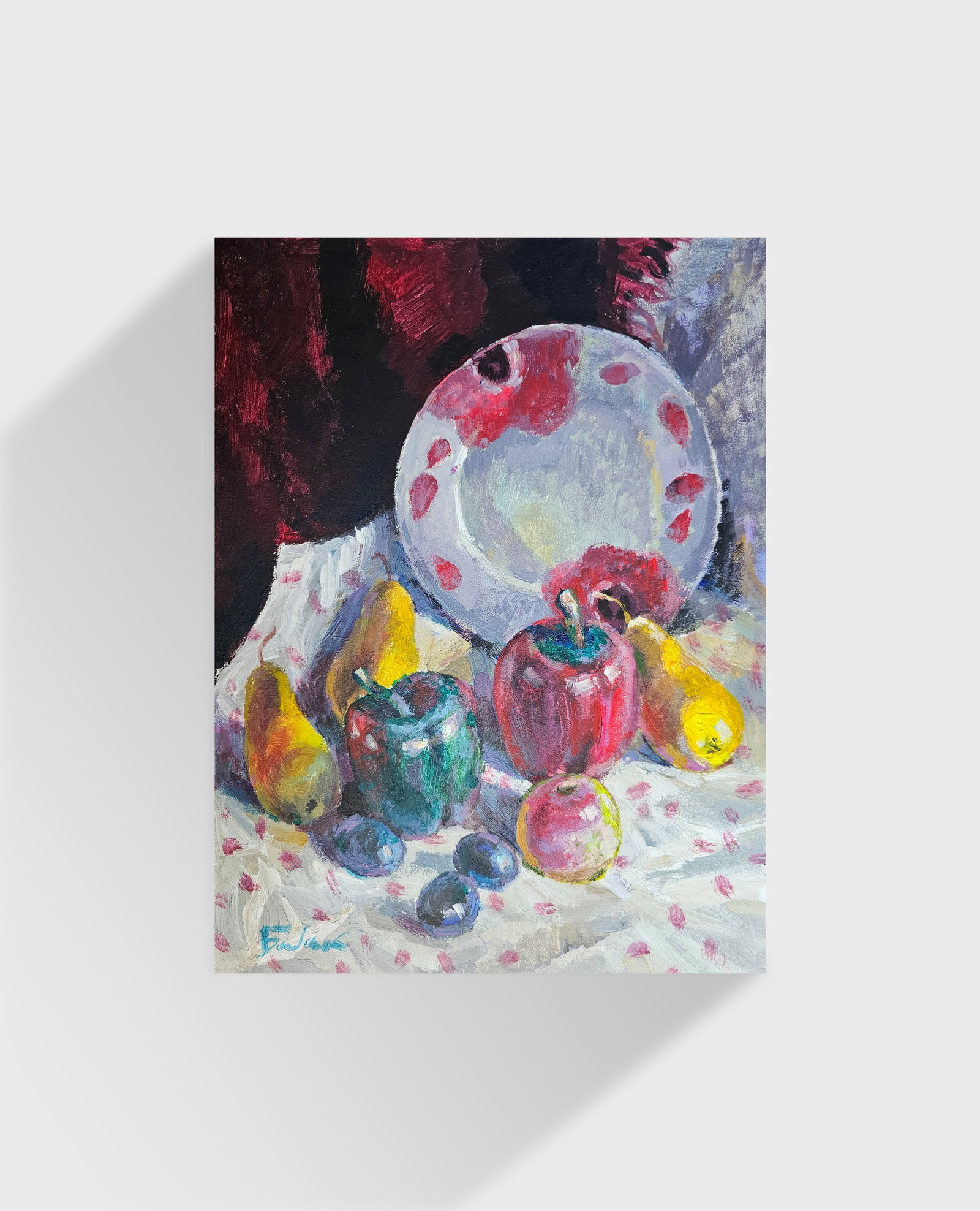 Acrylic painting still life with a plate Vyacheslav Petrovich Babac - 10