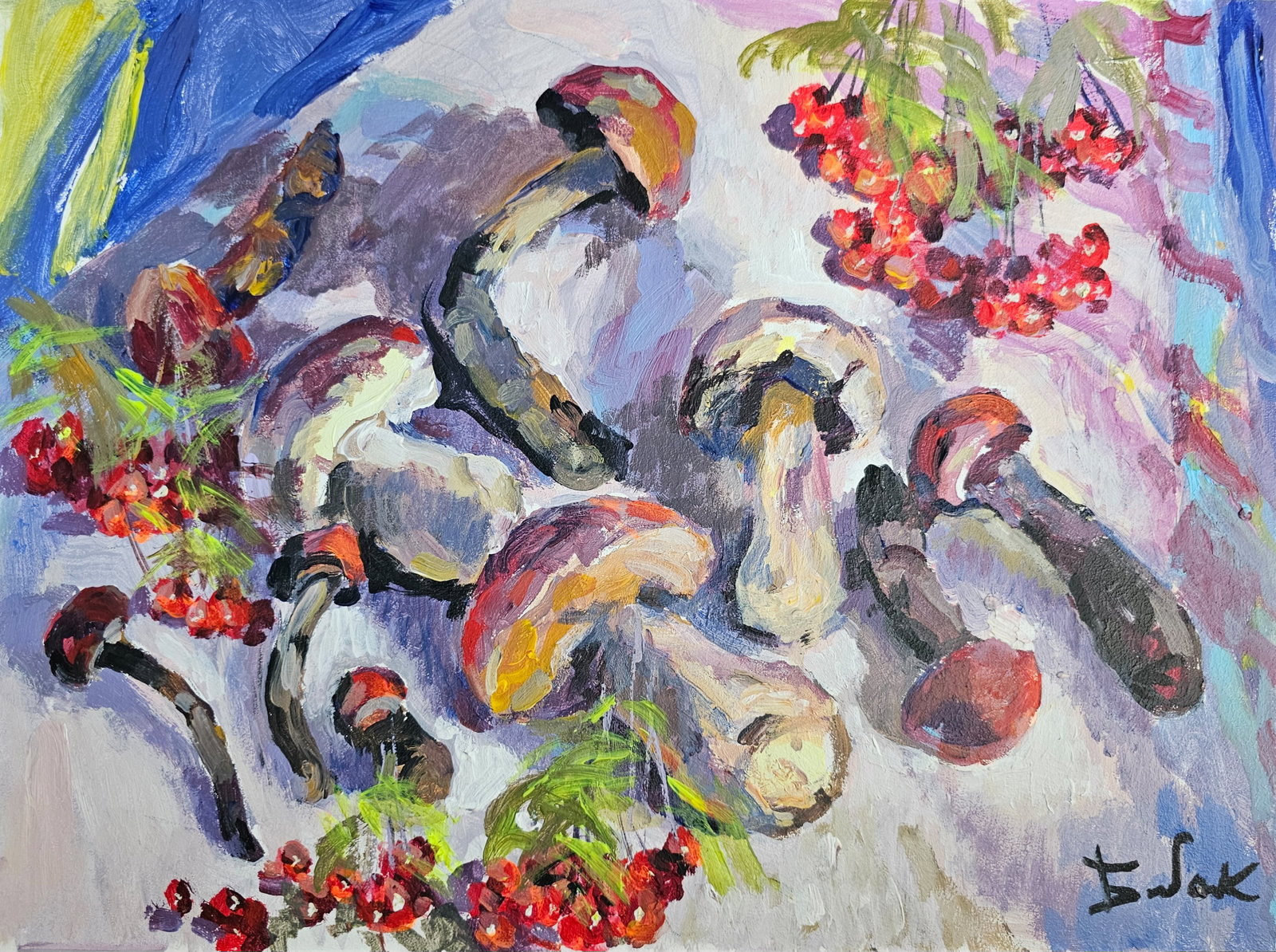 Acrylic painting autumn still life Vyacheslav Petrovich Babac: Title: Acrylic painting autumn still life Vyacheslav Petrovich Babac Description: 338BA Painter: Vyacheslav Petrovick Babac S?ze: 30x40 cm/ 11.81x15.74 inches Components: Acrylic, cardboard Original p