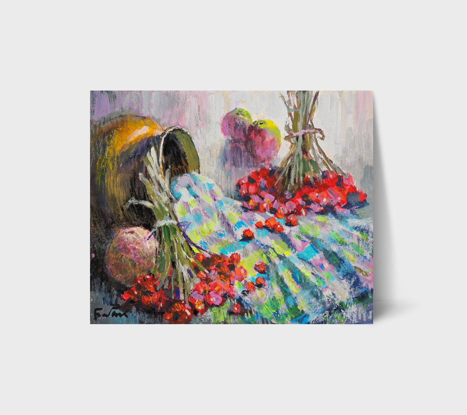 Acrylic painting still life with viburnum Vyacheslav Petrovich Babac - 10