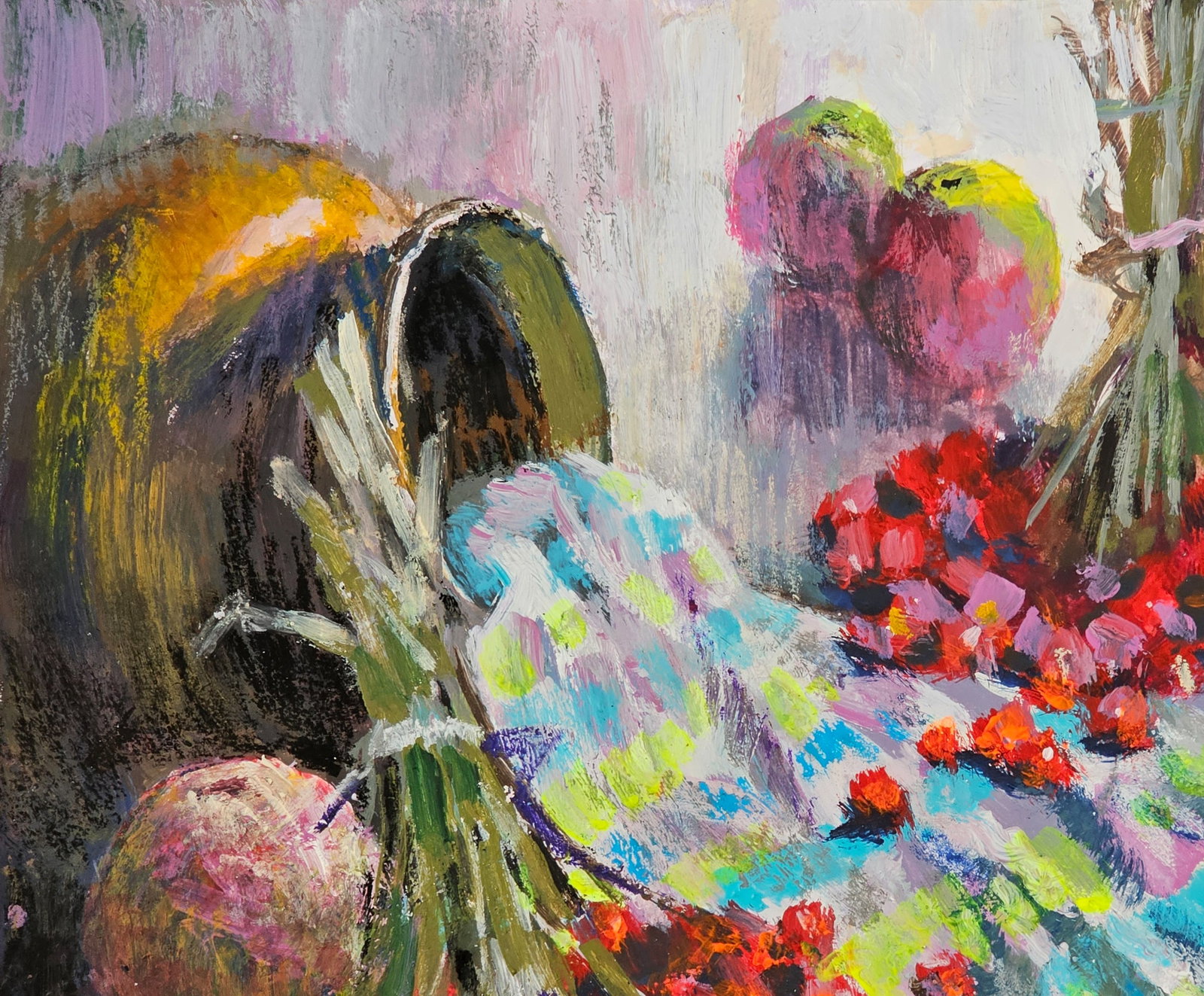 Acrylic painting still life with viburnum Vyacheslav Petrovich Babac - 3