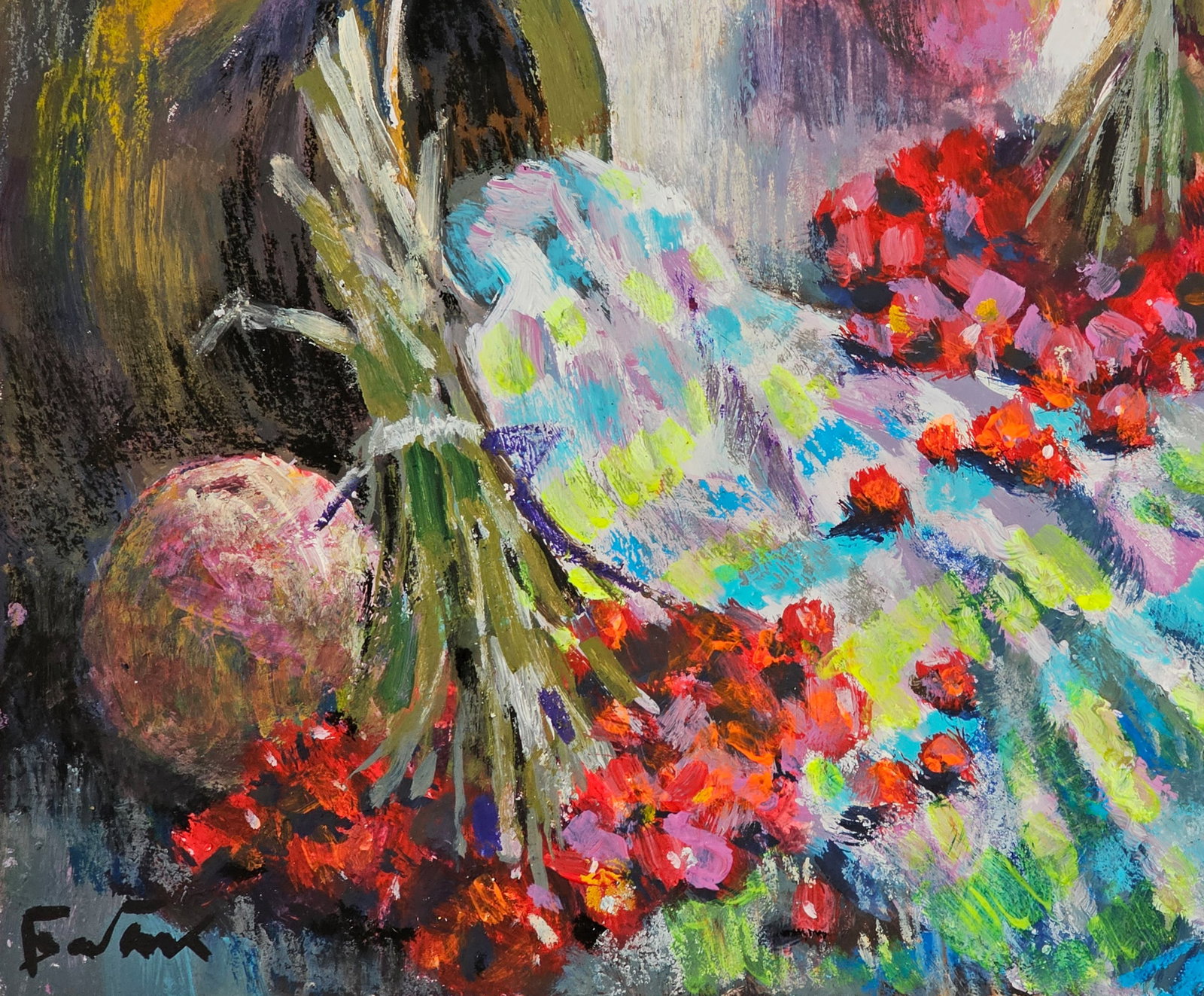 Acrylic painting still life with viburnum Vyacheslav Petrovich Babac - 5