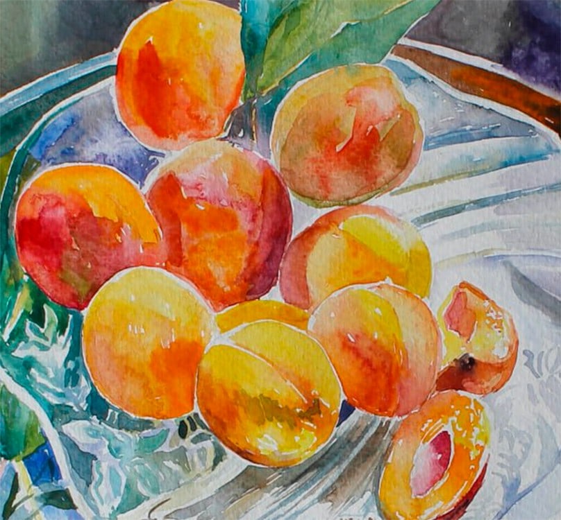 Watercolor painting Still life with peaches Maria Voloschak - 7