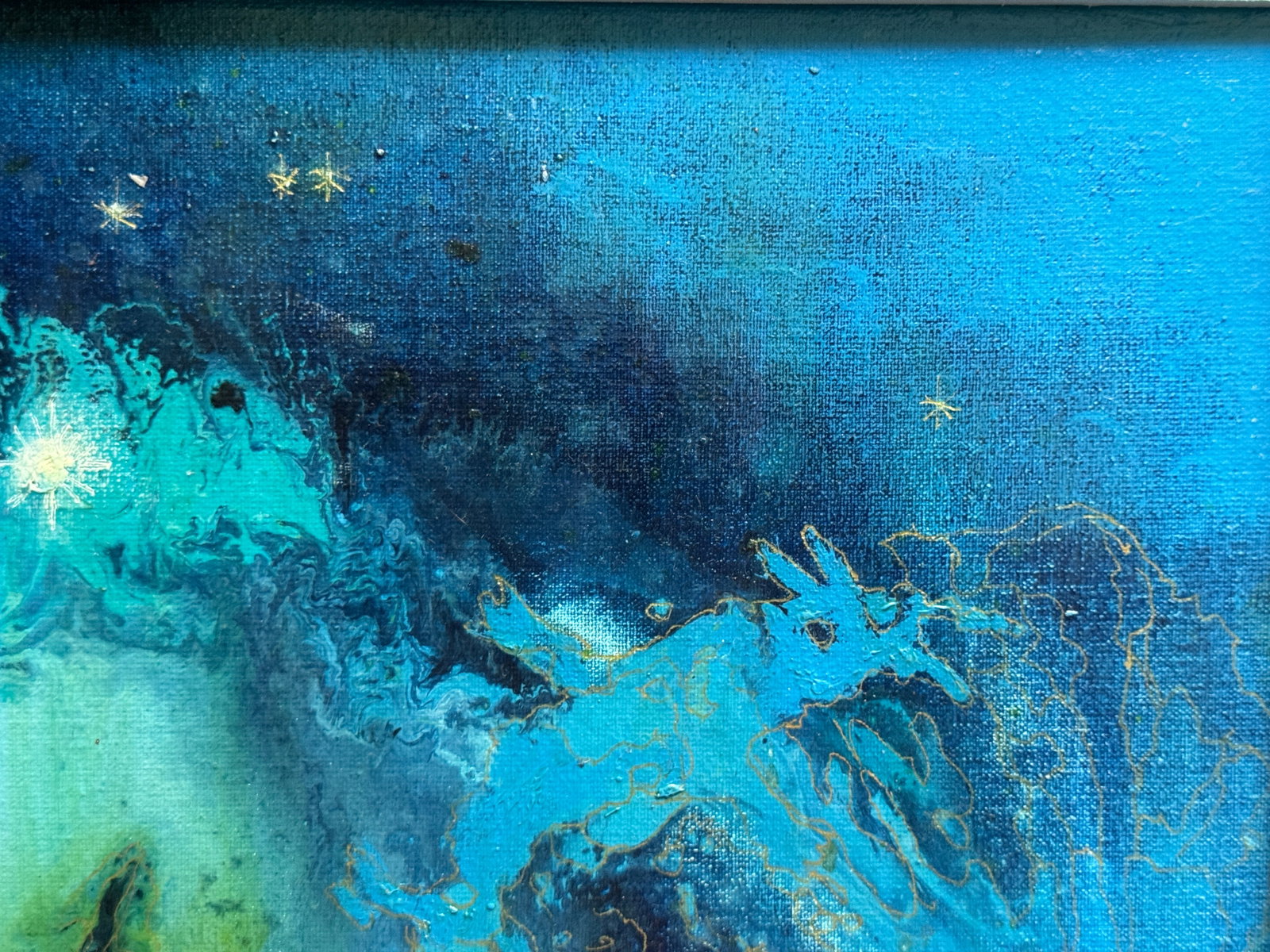 Abstract Oil painting with frame battle of dragons K. Leonid - 9