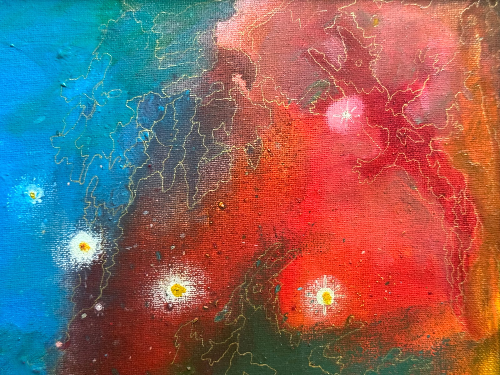 Abstract Oil painting with frame battle of dragons K. Leonid - 9