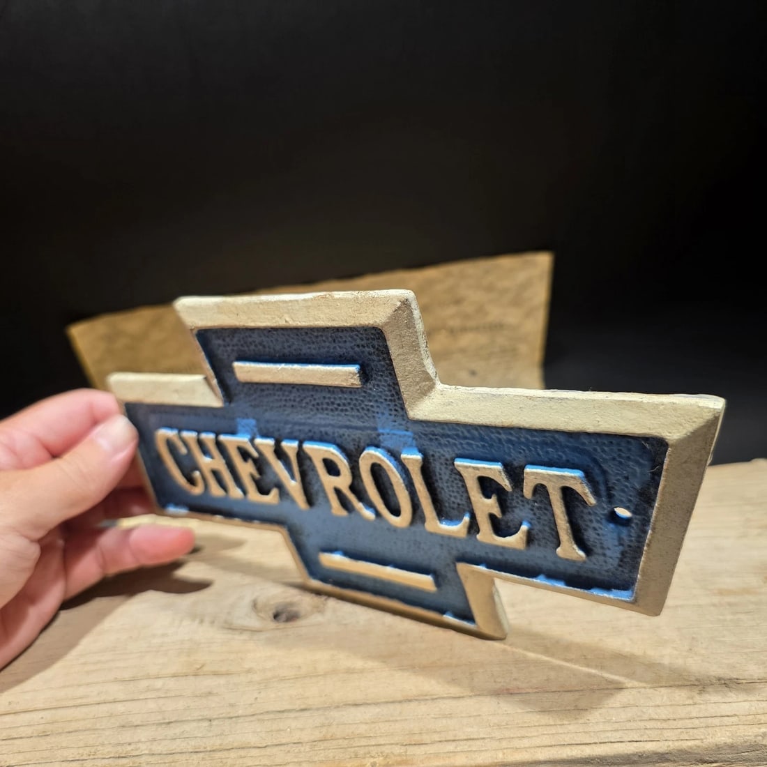 Chevrolet Bowtie Cast Iron Sign Chevy Garage Plaque - 10