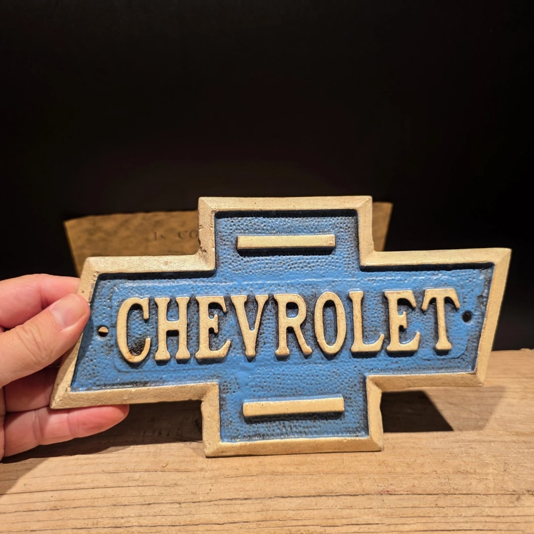 Chevrolet Bowtie Cast Iron Sign Chevy Garage Plaque - 11