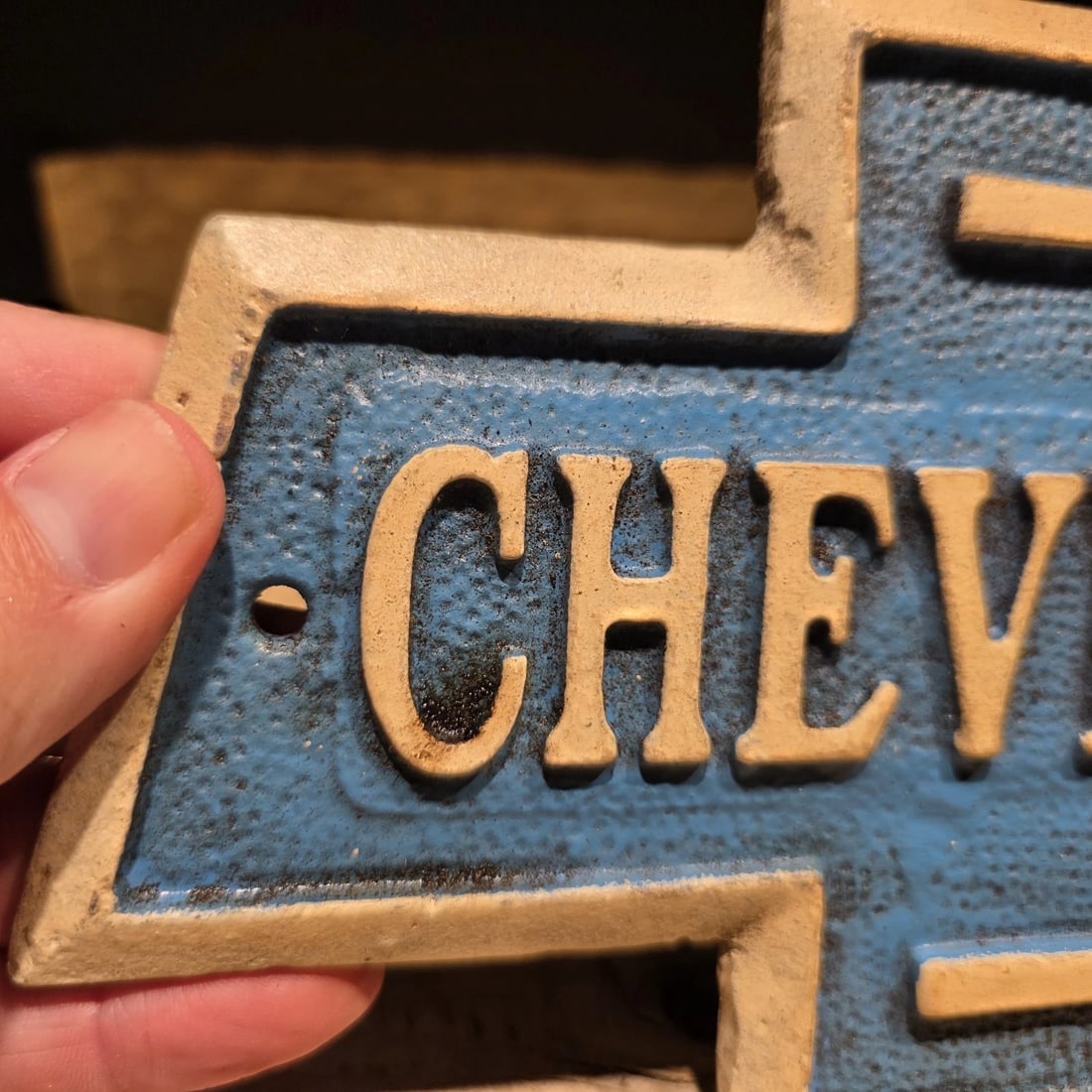 Chevrolet Bowtie Cast Iron Sign Chevy Garage Plaque - 12