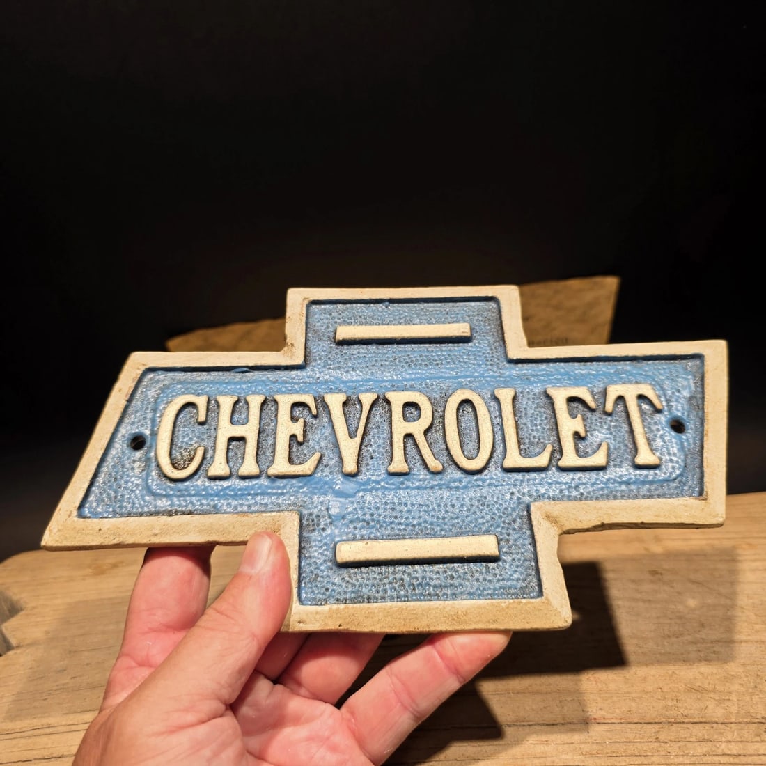 Chevrolet Bowtie Cast Iron Sign Chevy Garage Plaque - 2