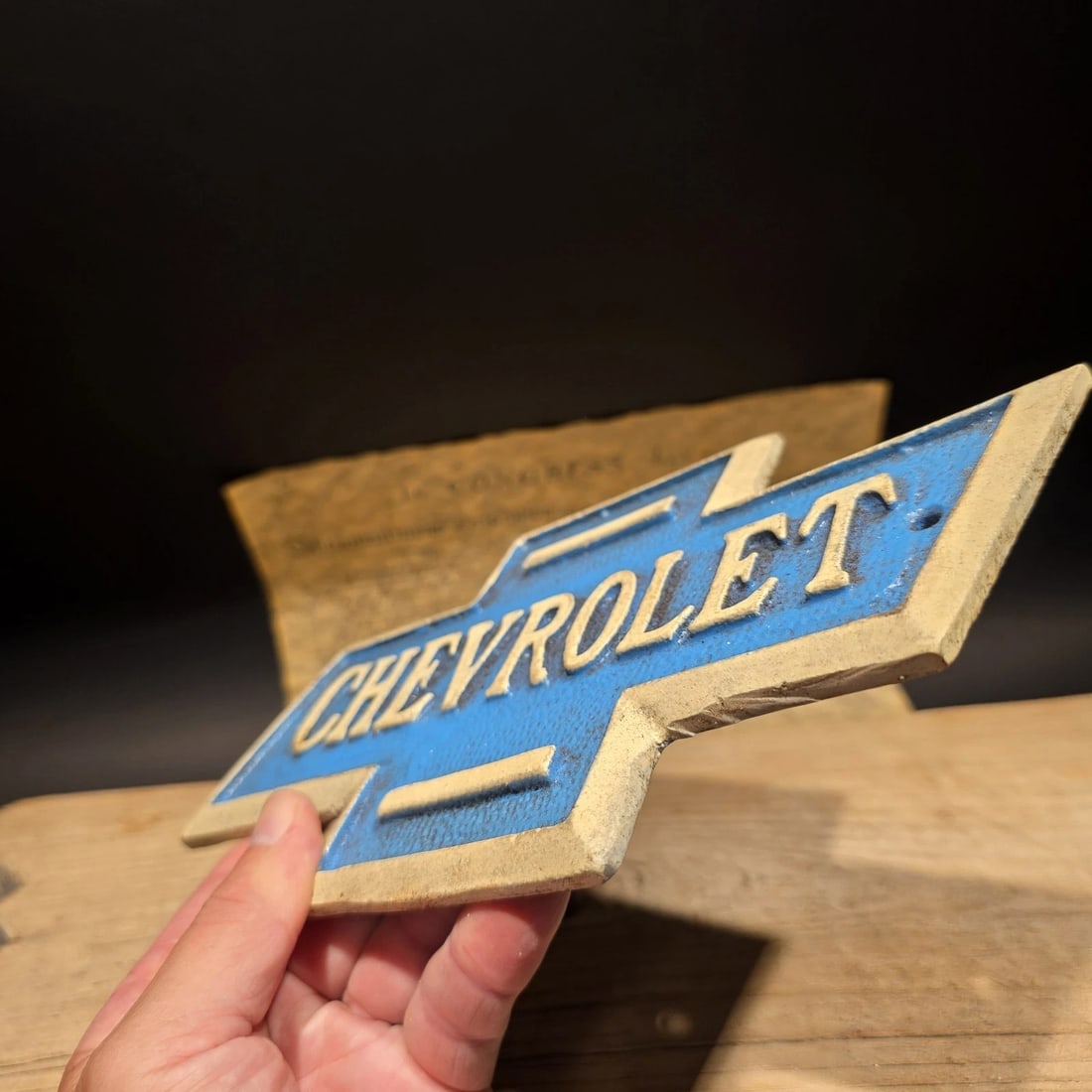Chevrolet Bowtie Cast Iron Sign Chevy Garage Plaque - 3