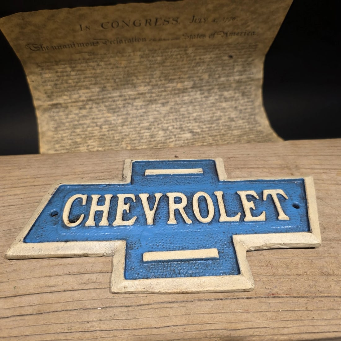 Chevrolet Bowtie Cast Iron Sign Chevy Garage Plaque - 5