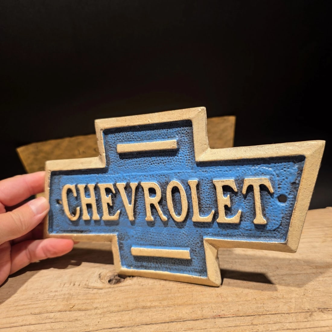 Chevrolet Bowtie Cast Iron Sign Chevy Garage Plaque - 9