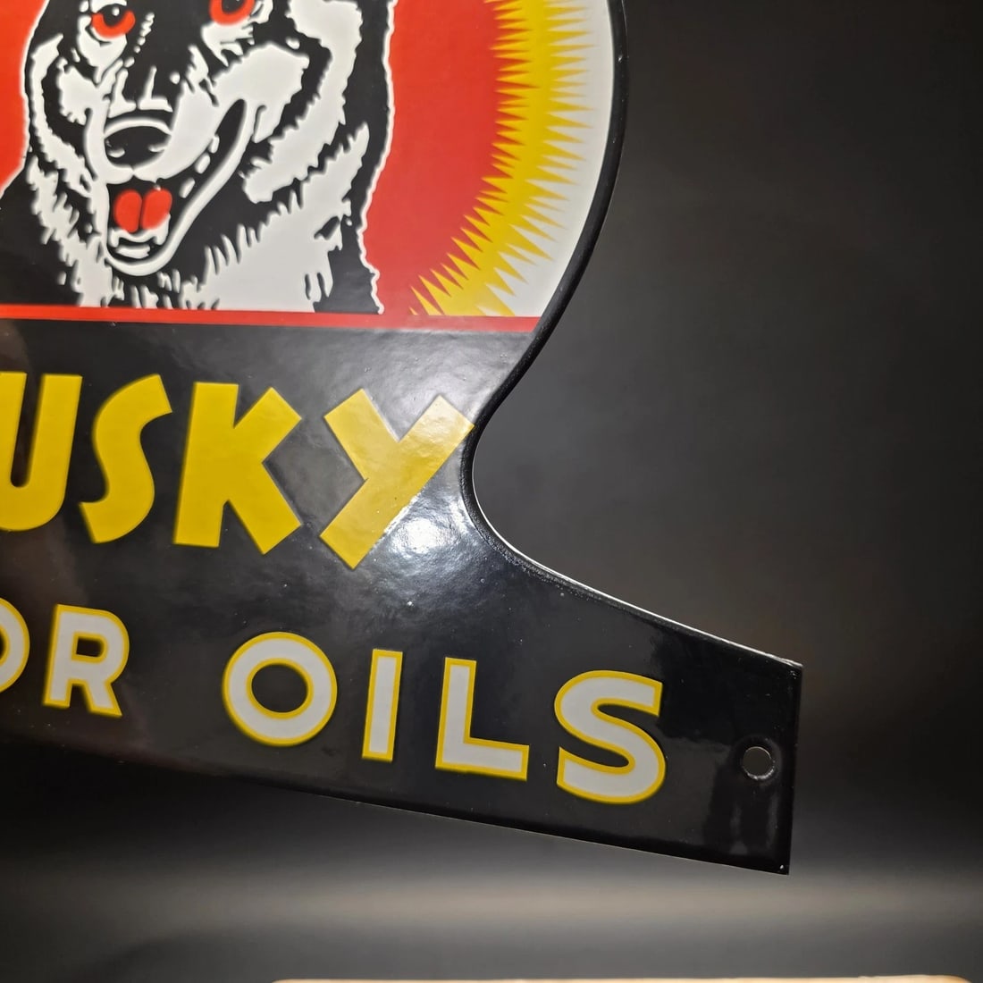13 3/4" Husky Motor Oil Sign Vintage Style Enamel Gas Station Advertising Sign - 3