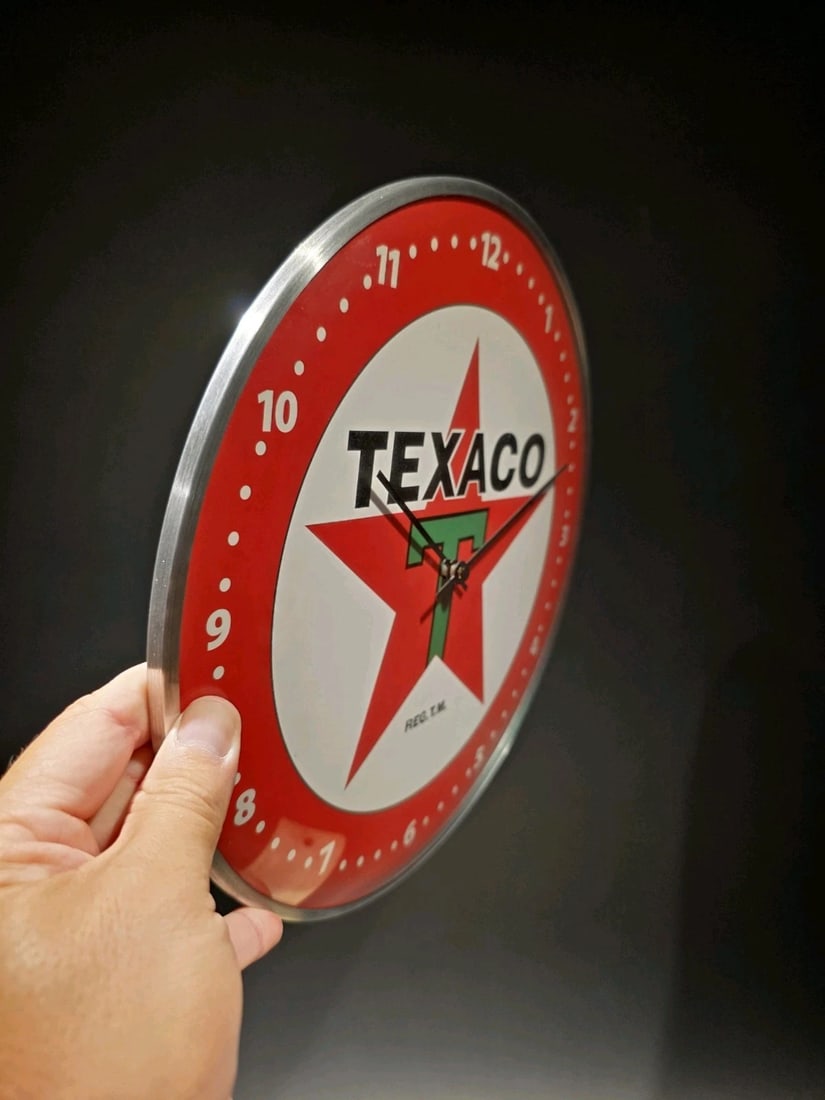 12" Round Texaco Gasoline Oil Wall Clock Sign - 2