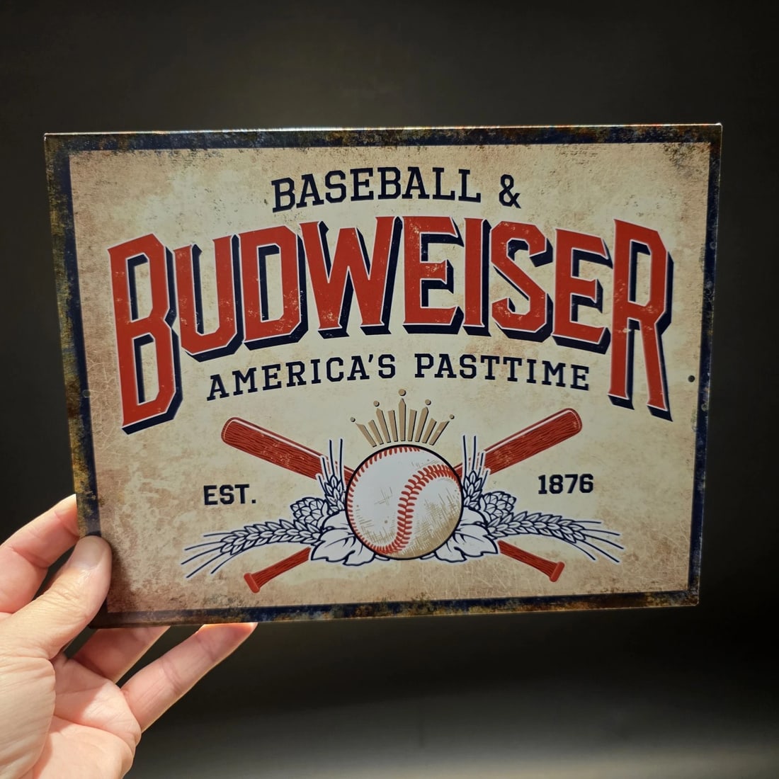 Budweiser Baseball Tin Sign Beer Advertising (1 of 6)