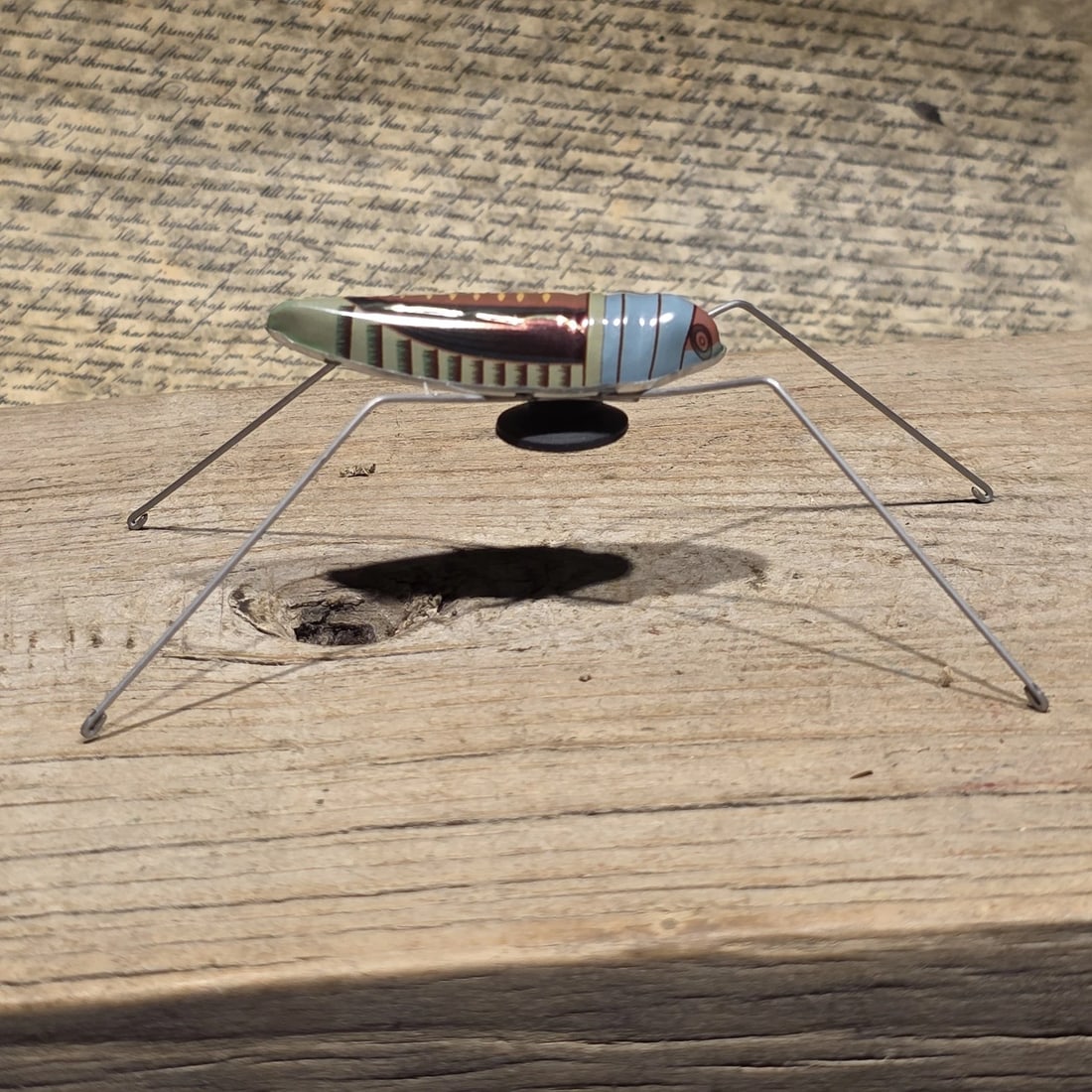 Tin Litho Jumping Grasshopper Toy Suction Cup Hopper Novelty Toy (1 of 6)
