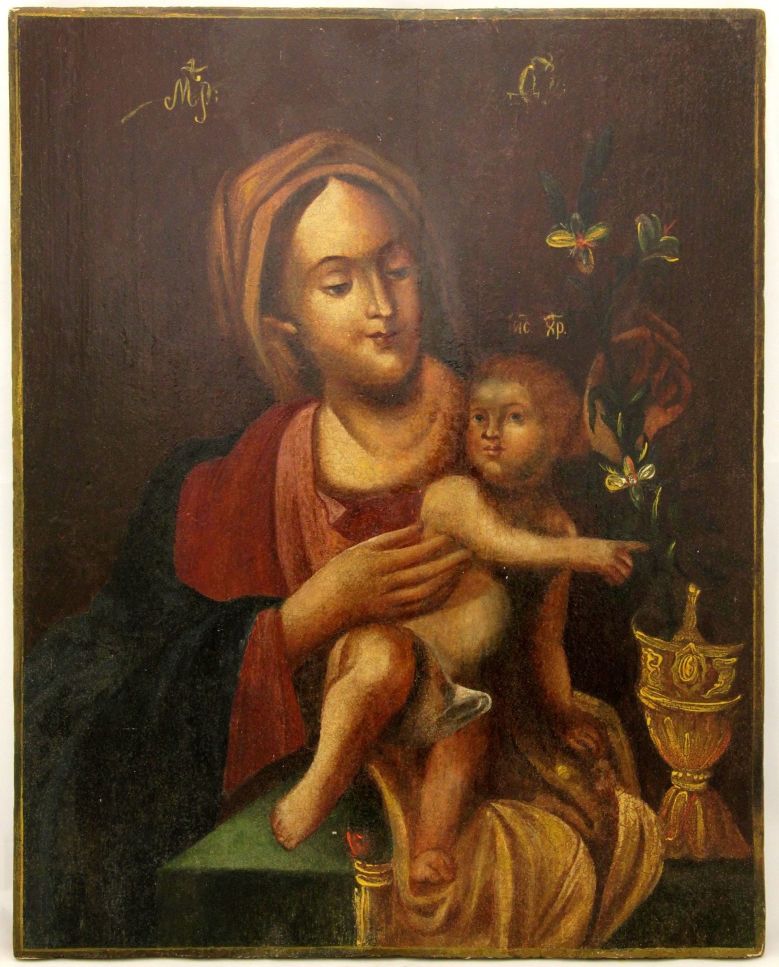 Our Lady of the Unfanding rose Akafistnaya (The Unwithering Flower): Description: Our Lady of the Unfanding rose Akafistnaya (The Unwithering Flower). Large Russian icon. Oil on wood panel. Details: Dimensions 34 × 44 cm Century 19 Reserve: $700.00 Shipping: