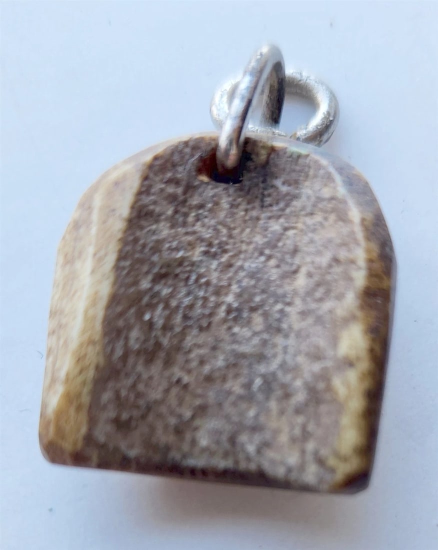19th century CARVED HORN PENDANT w/ MAN'S FACE antique - 3