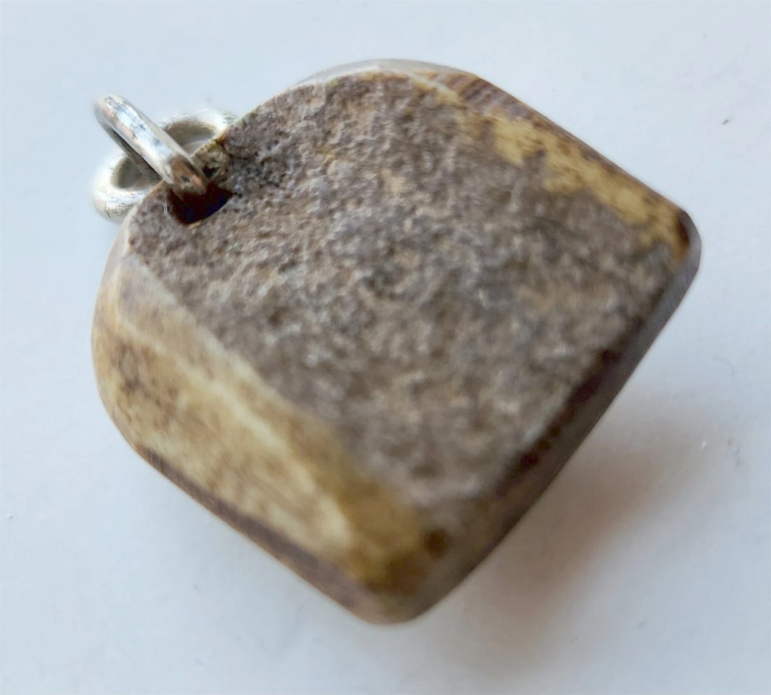 19th century CARVED HORN PENDANT w/ MAN'S FACE antique - 6